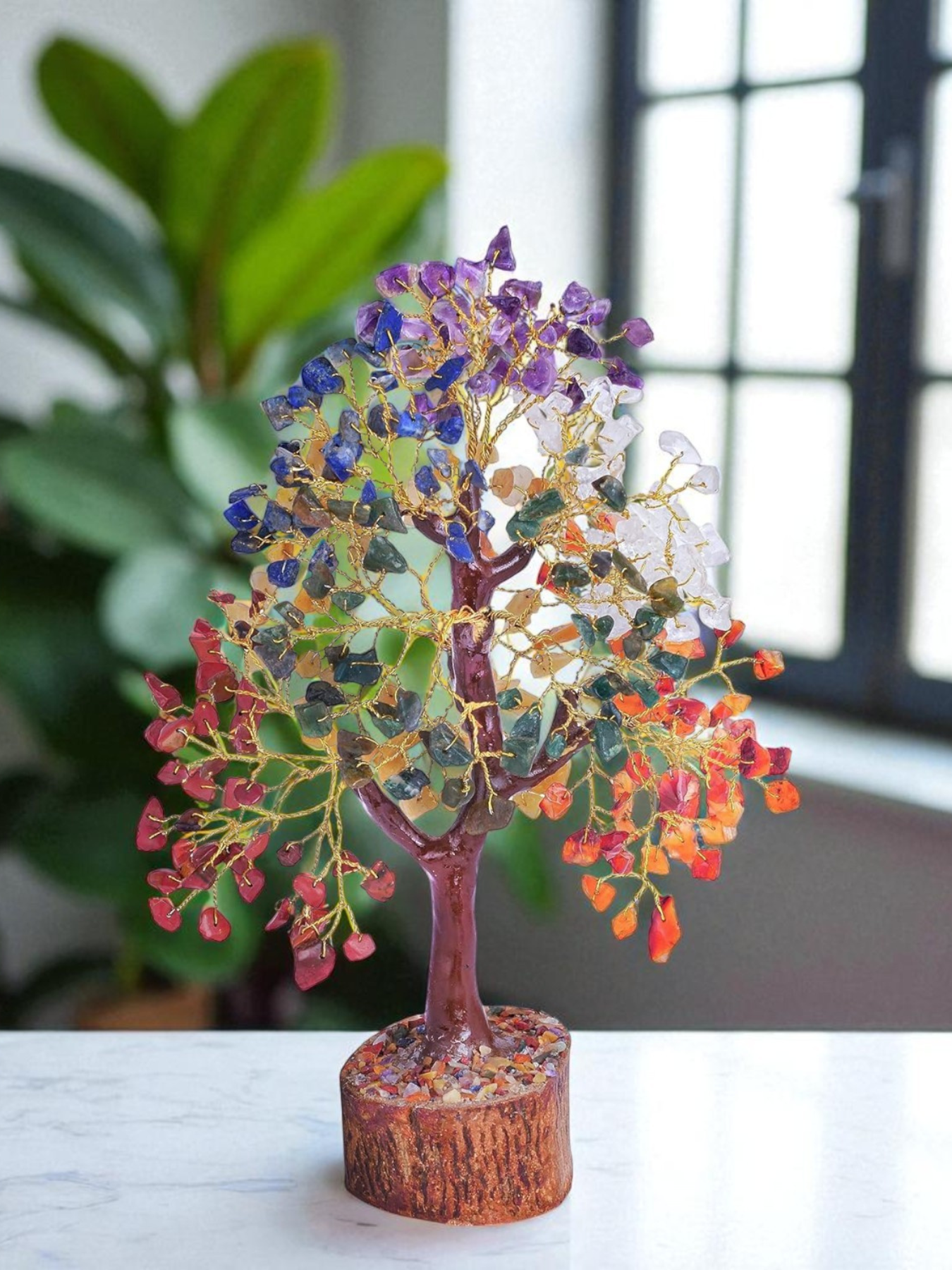 300 Beads 7 Chakra Crystal Tree with Natural Healing Gemstones