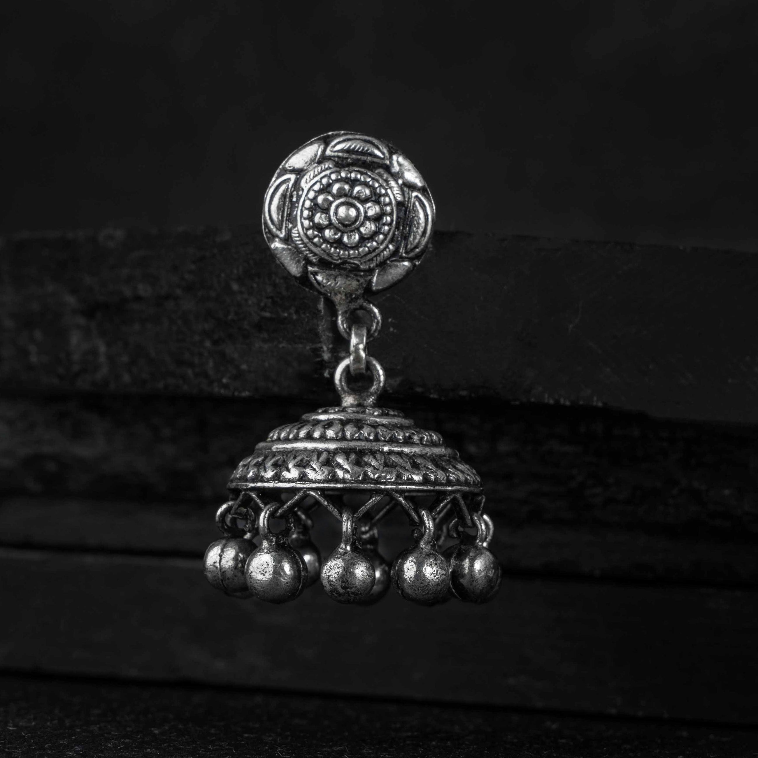 Kusum Silver Jhumki Earrings
