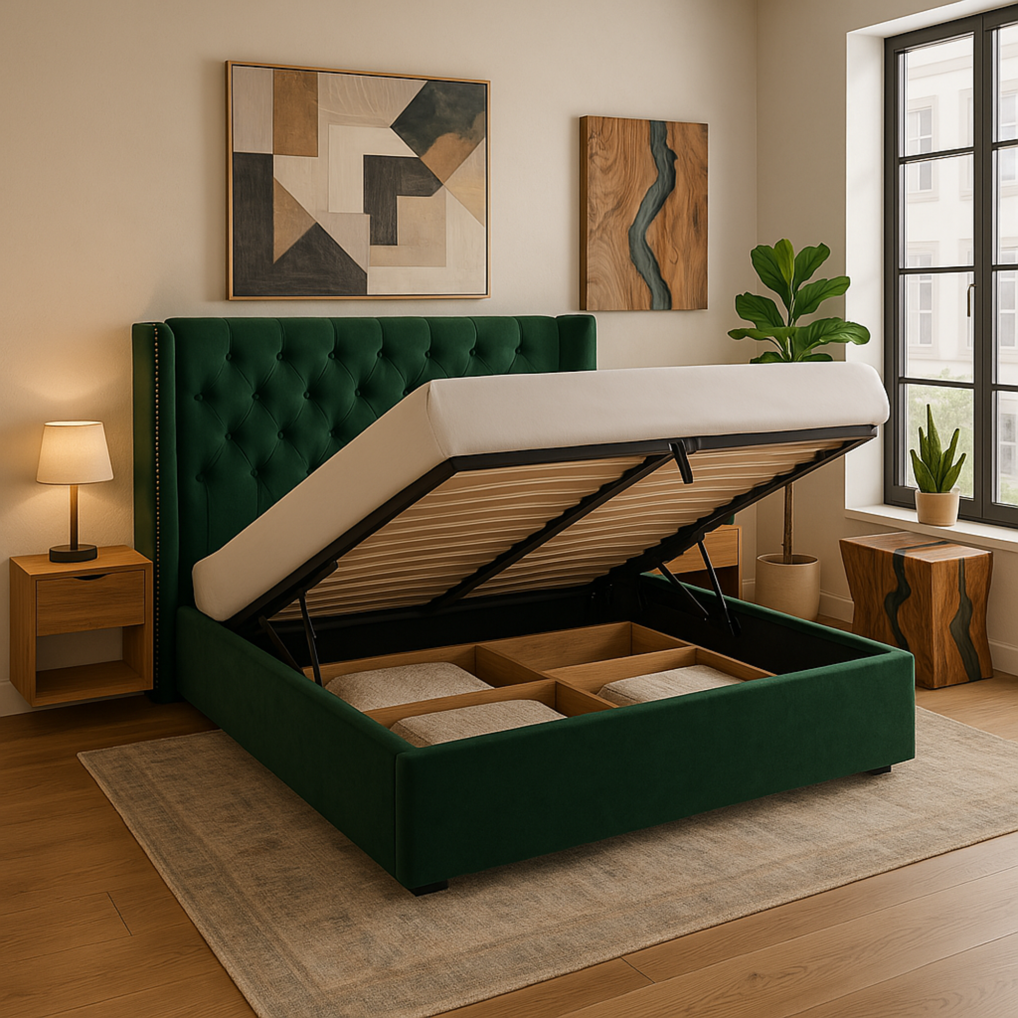 Velour Majesty Upholstered Bed