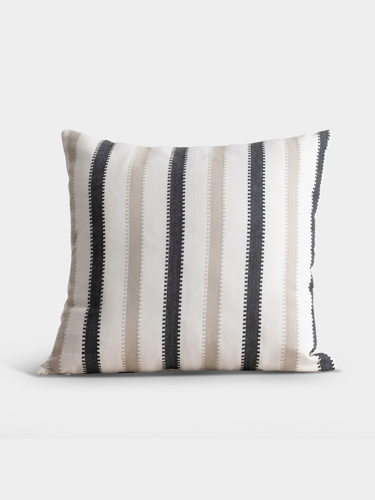 Oslo Black and Beige Striped Cotton Cushion Cover