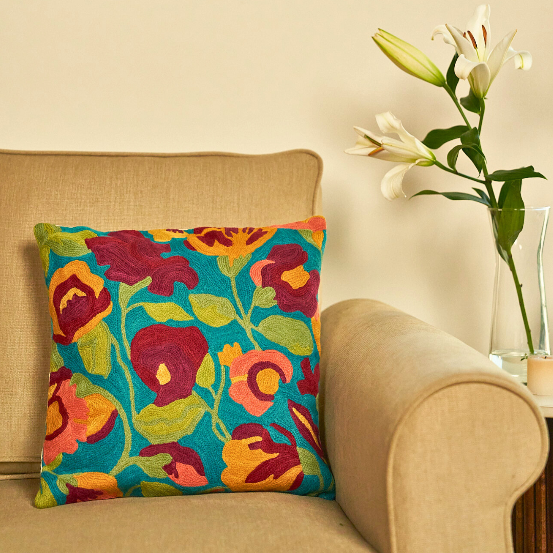Turquoise Dense Forest Cushion Cover
