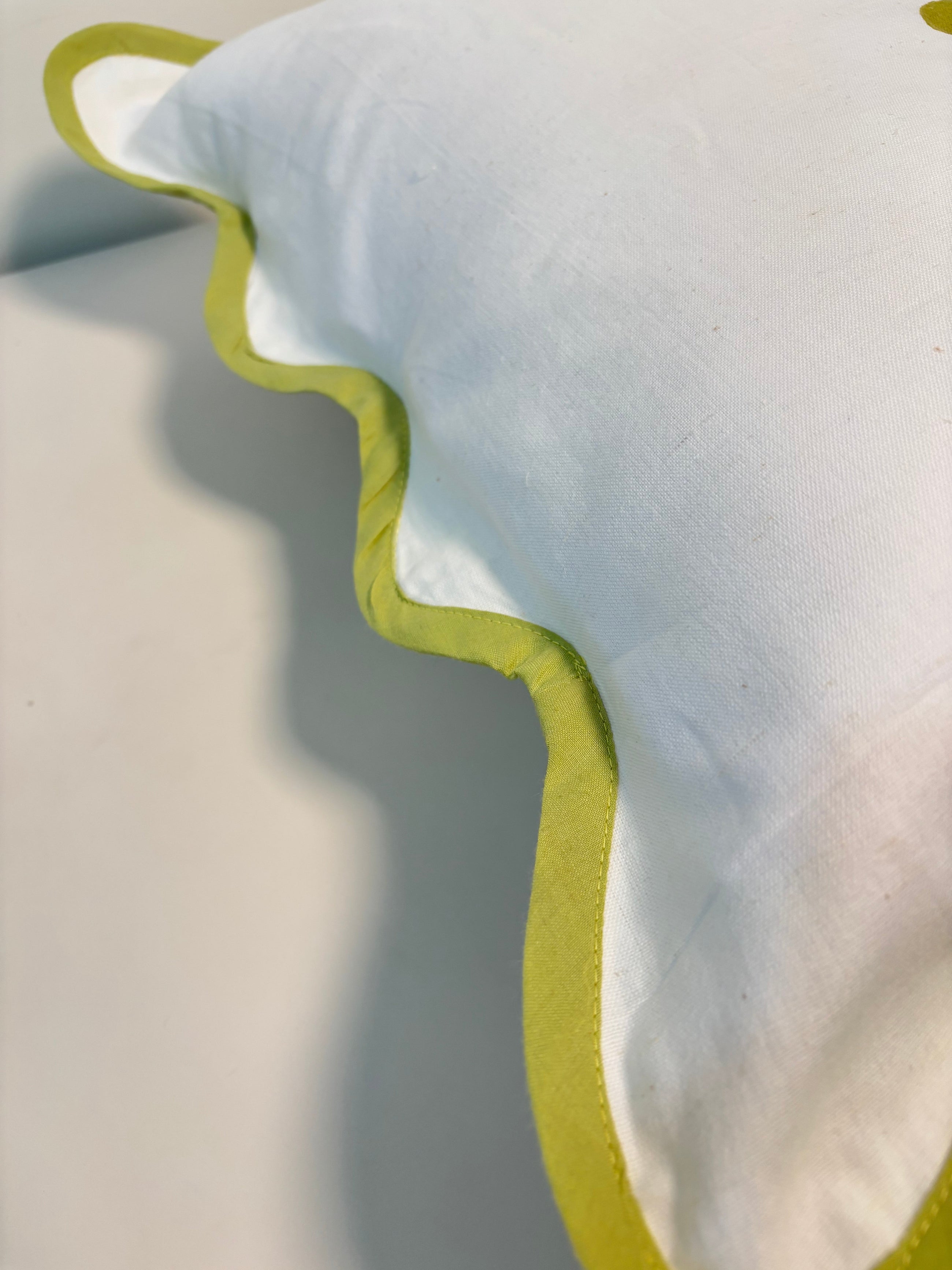 Mid-Modern Cotton Wavy Cushion Cover l Mint Green & White