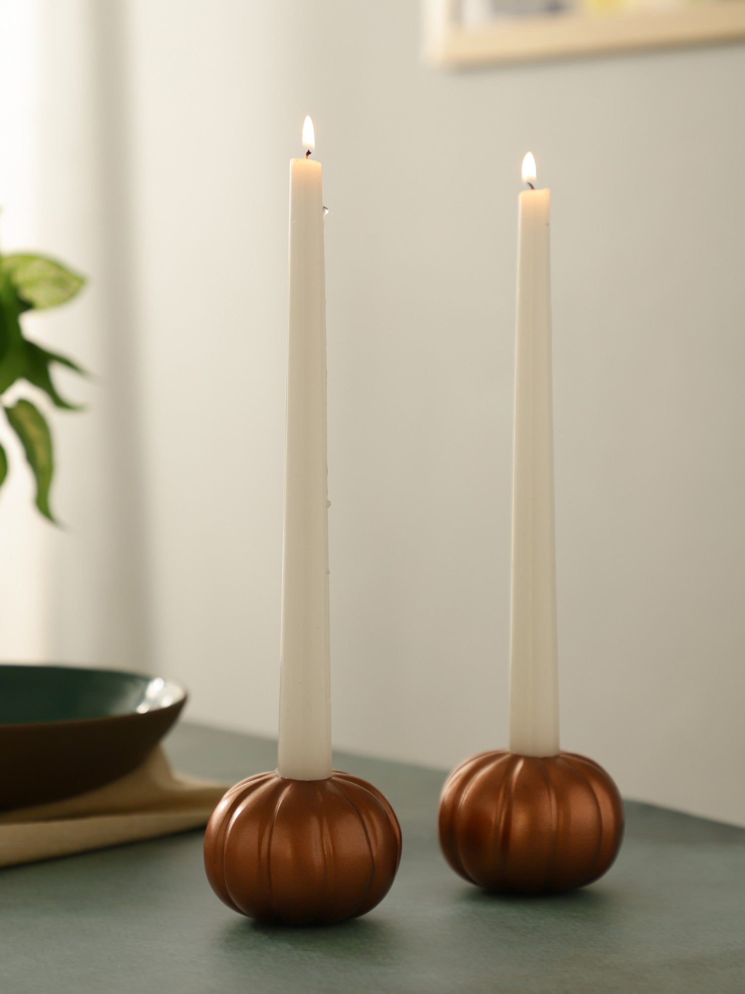 Rose Gold Pumpkin Candle Holder