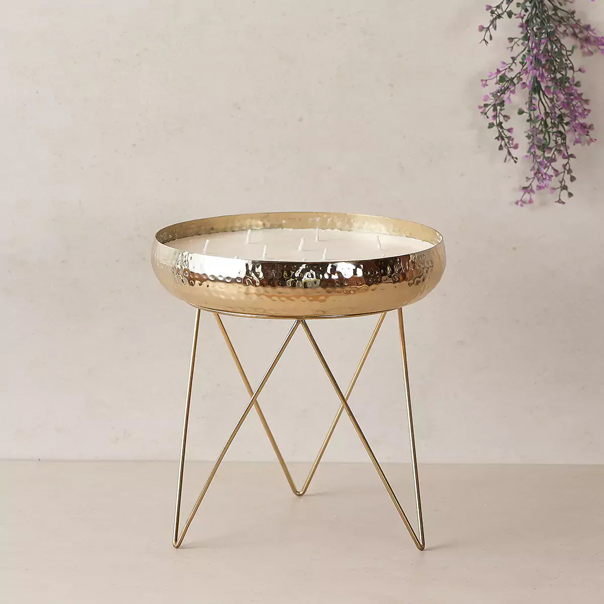 Stardust Gold Hammered Candle Urlis on a stand set of 3