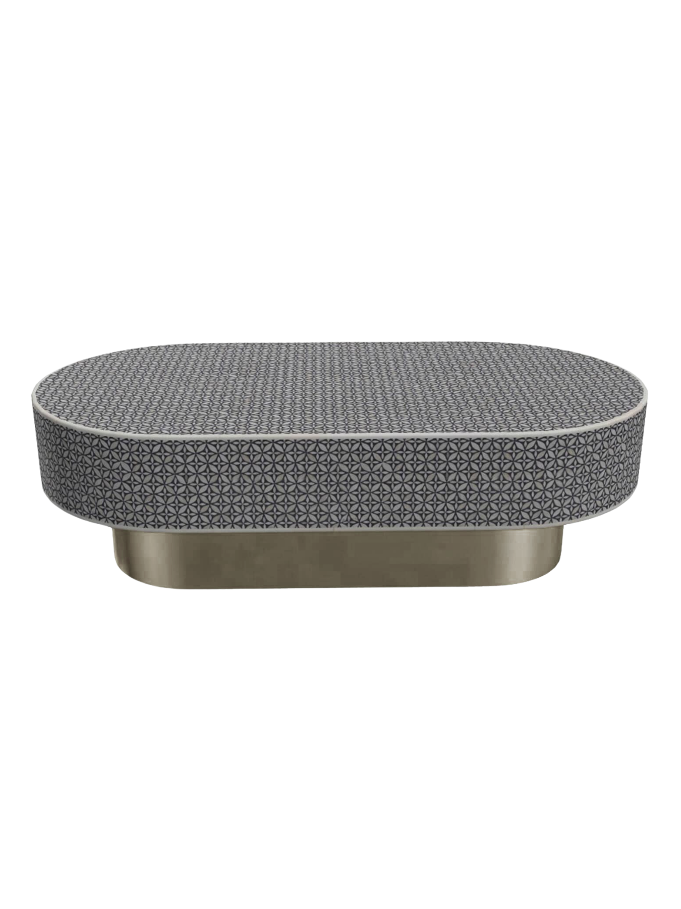 Inlay Jordan Oval Shape Coffee Table - Geometric Floral