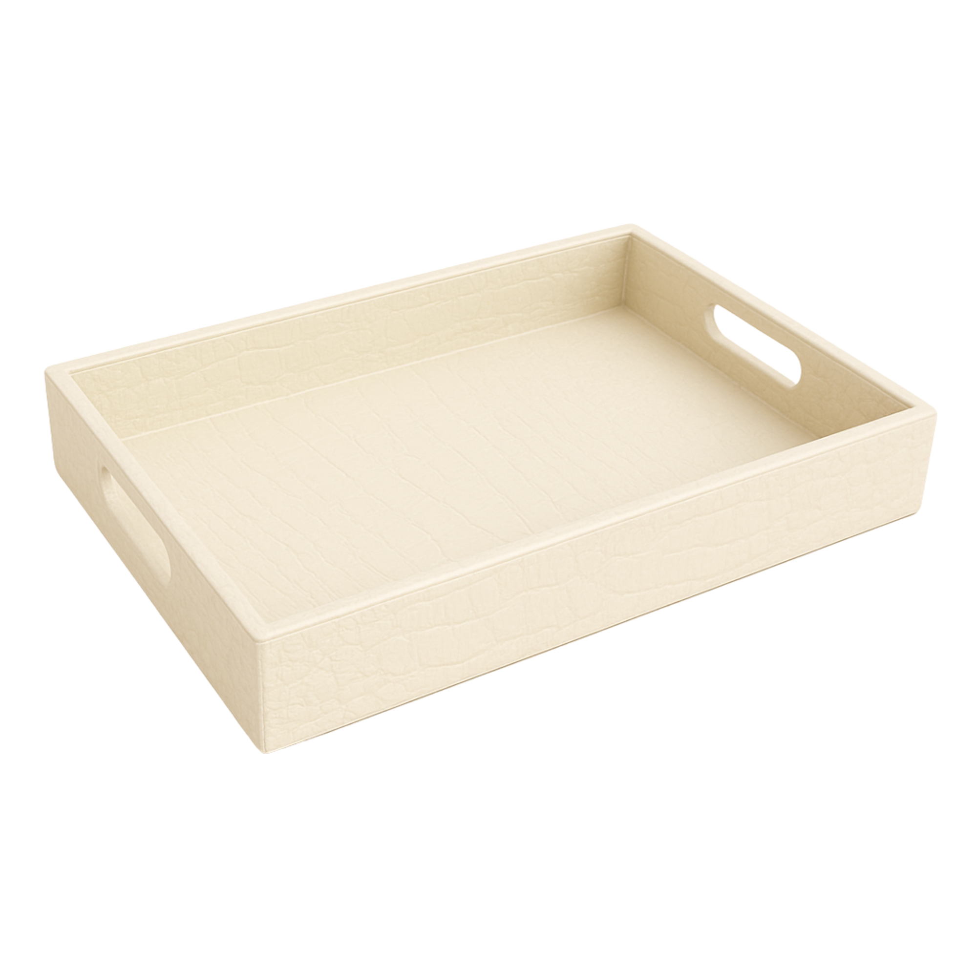 Pu Leather Foldable Tray with Metal Stand-Croco Cream