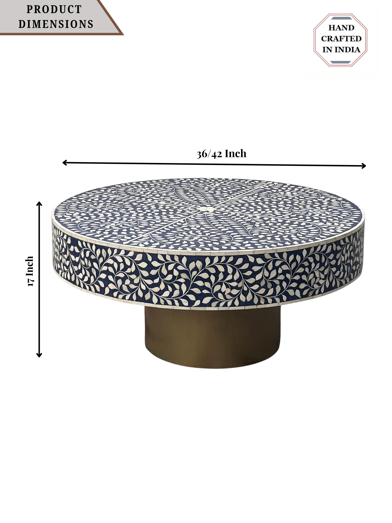 Inlay Blue Round Coffee Table - Cleo