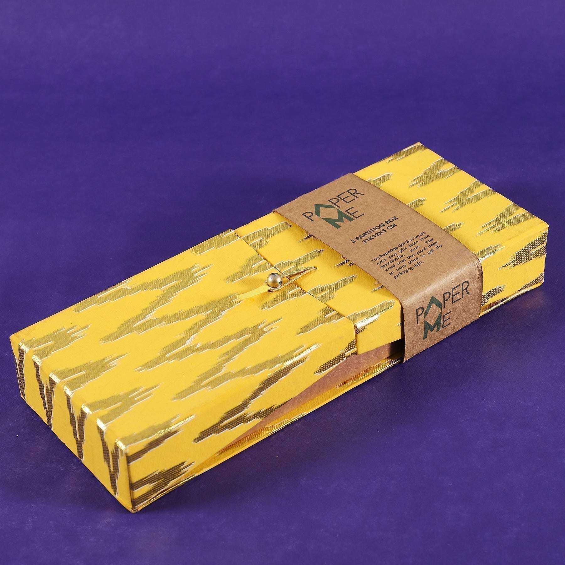 Ikat Yellow 3 Partition Box
