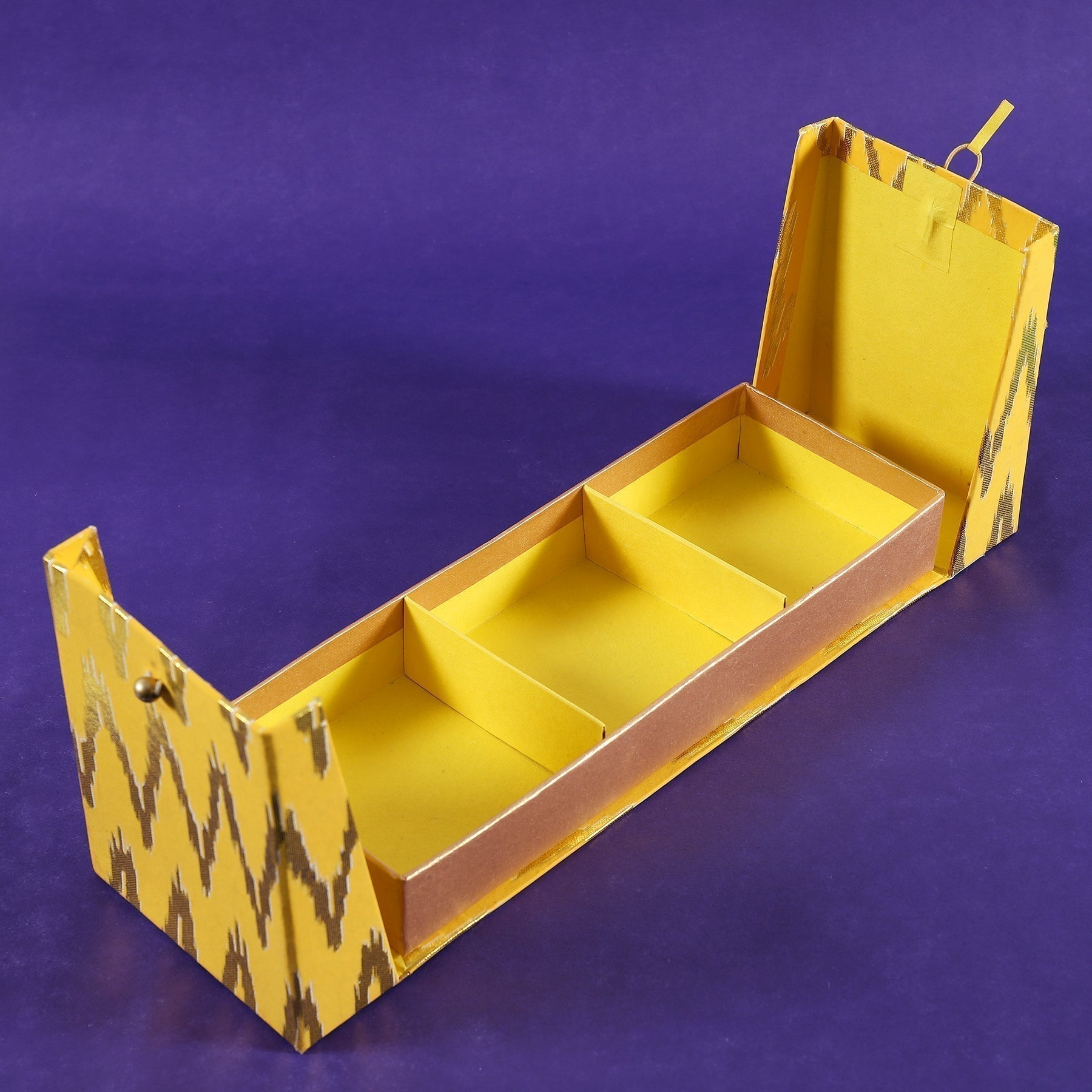 Ikat Yellow 3 Partition Box