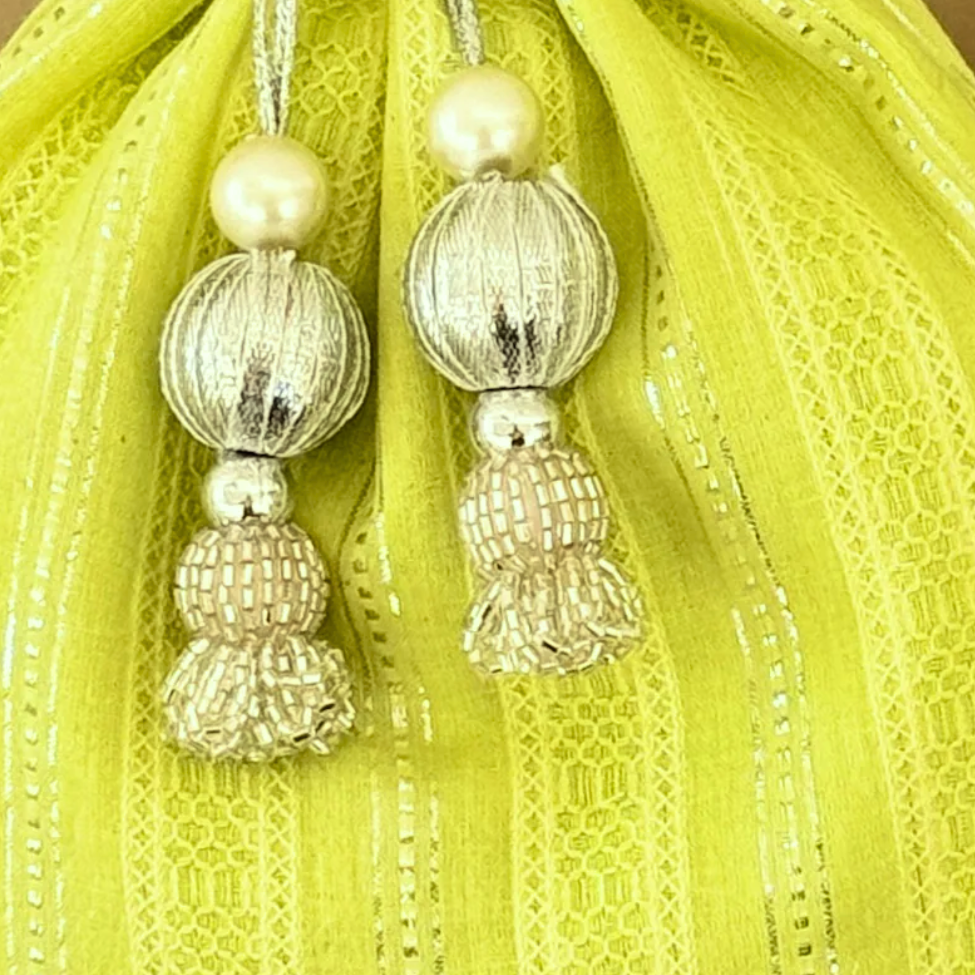 Green & Silver-Striped Batwa Bags - Medium (Set of 2)