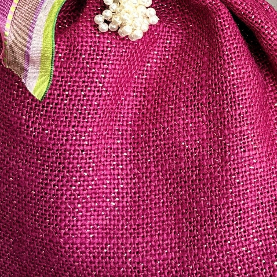 Jute Pink & Parrot Green Batwa Bags (Set of 2)