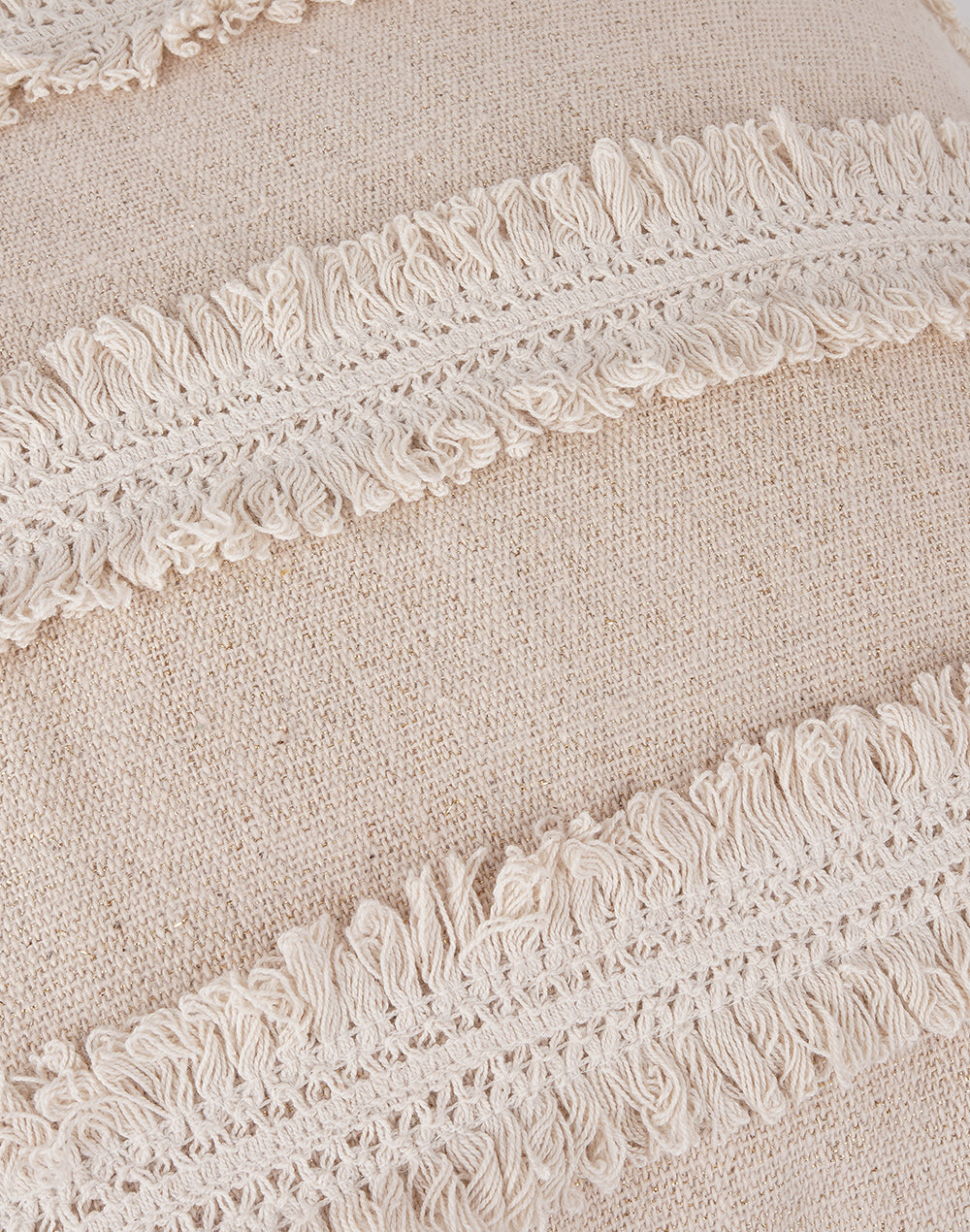 Set Of 2 - Beige Lurex Embellishment Cushion Cover - 18"X18"