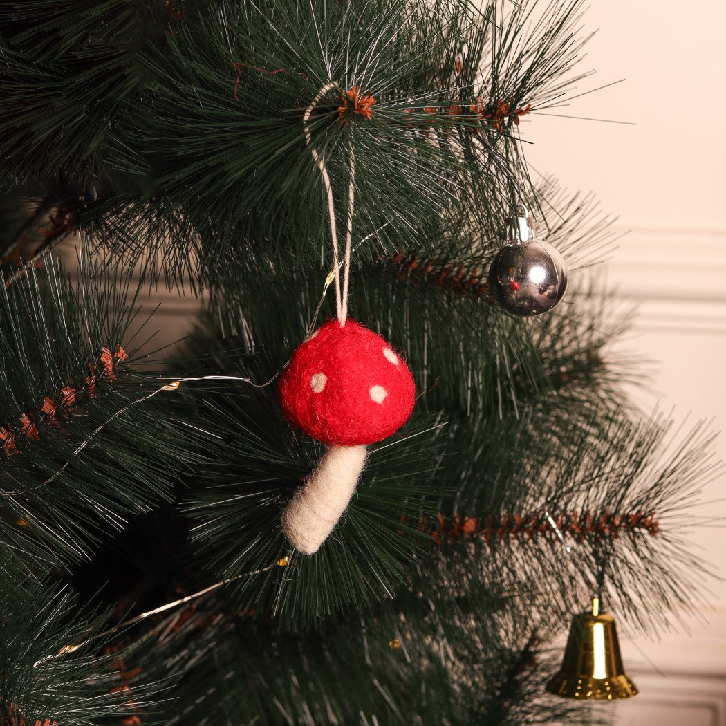 Christmas Hanging Felt Ornaments (Elf and Mushrooms)