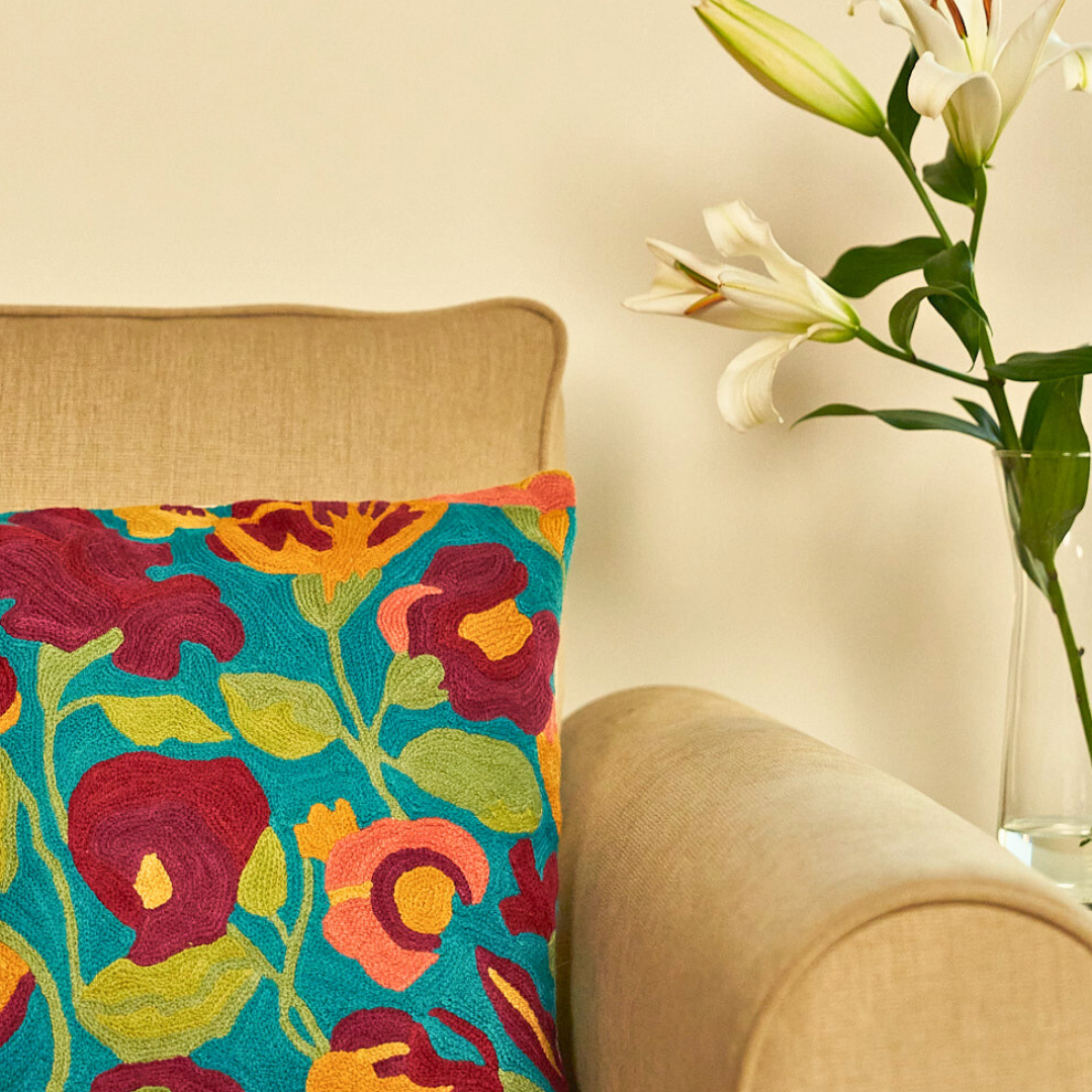 Turquoise Dense Forest Cushion Cover