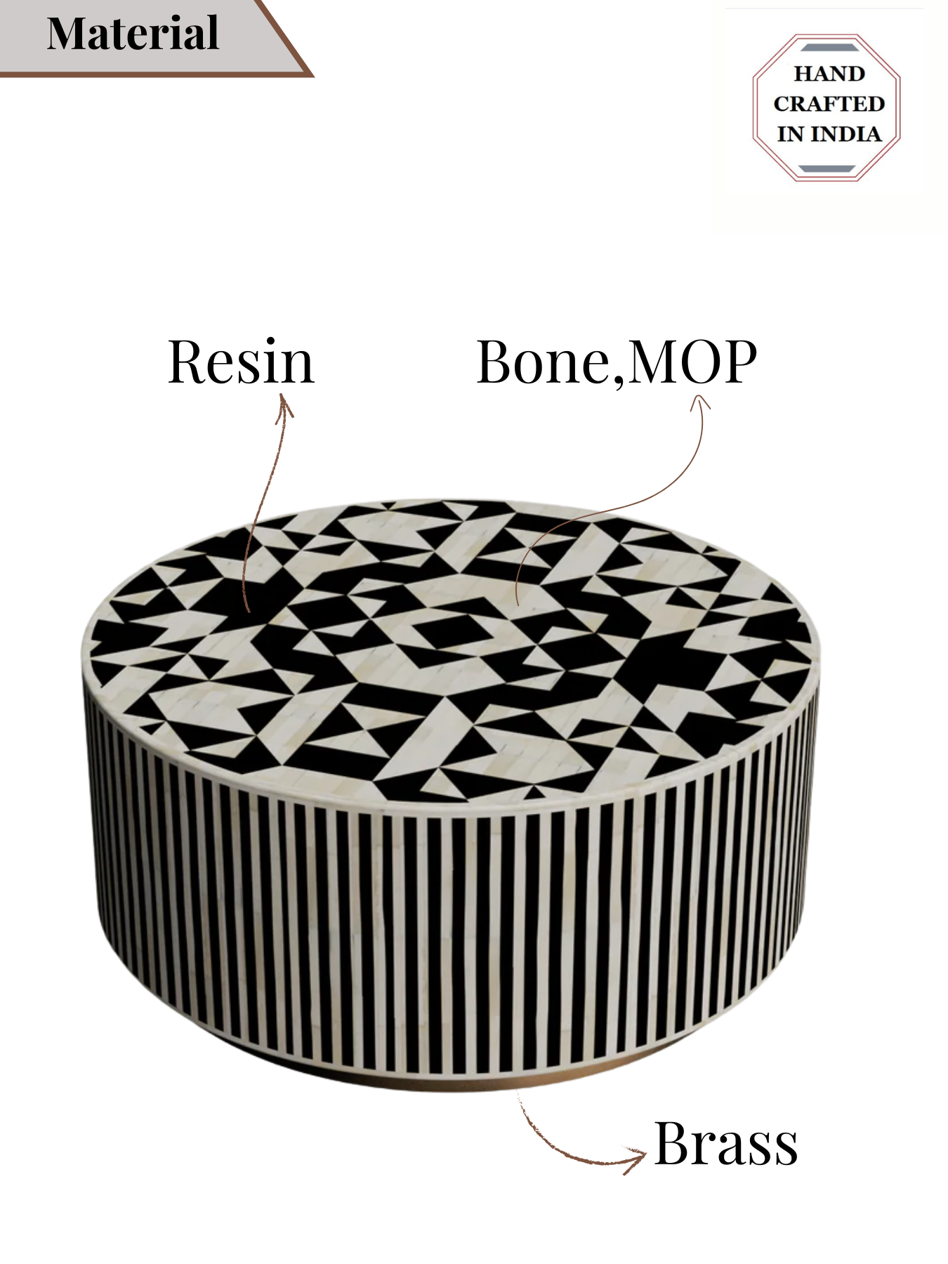 Philly Inlay Round Coffee Table - Kingsley