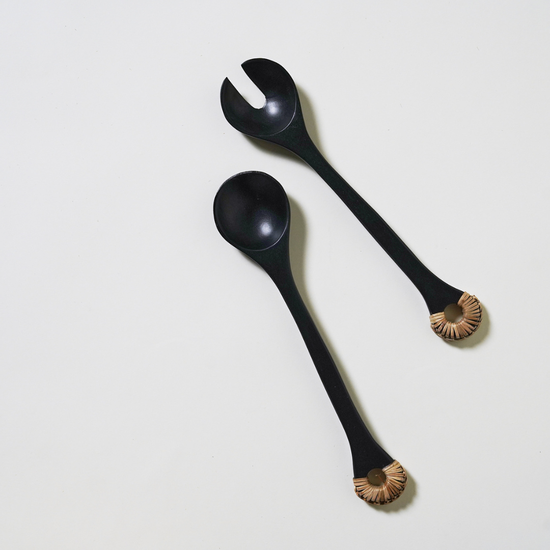 Wicker Weave Charcoal Salad Bowl