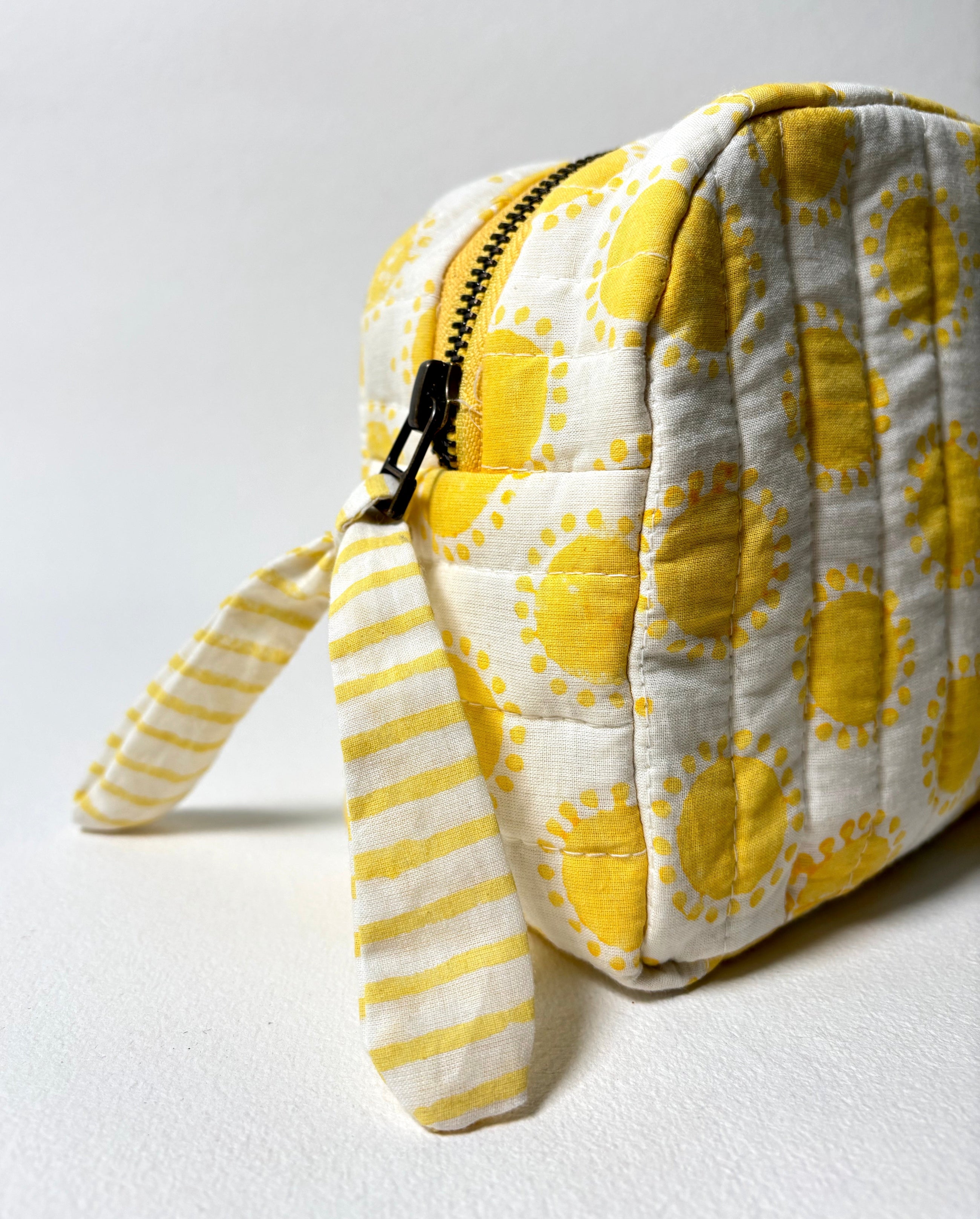 Sustainable Quilted Cotton Travel Pouch l Golden Hour Classic Organizer