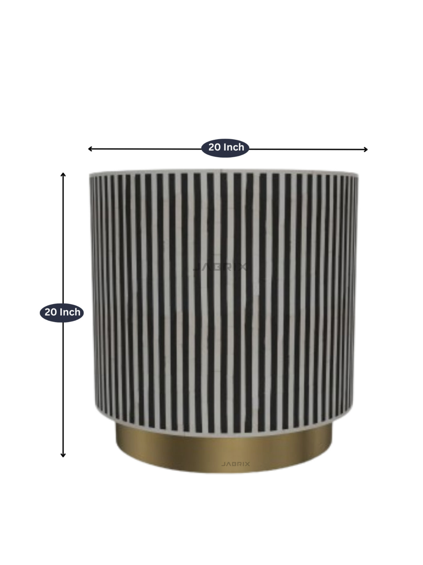 Inlay Drum Side Table with Base - Waterfall