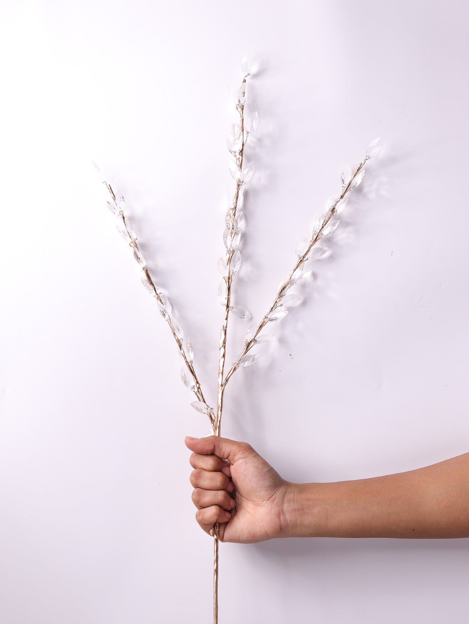Golden Crystal Leaf Branch Vase Fillers
