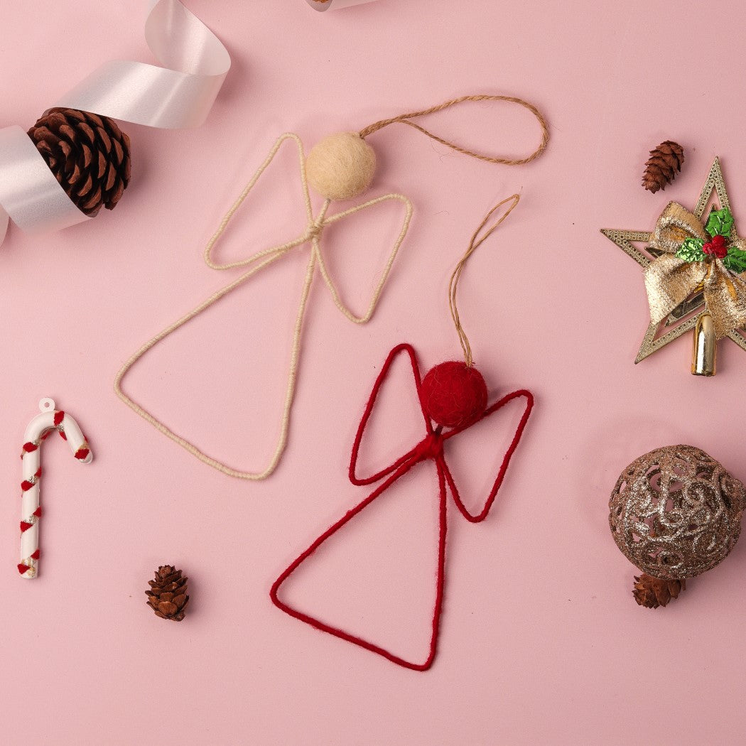 Christmas Hanging Felt Ornaments (Red & White Angel)