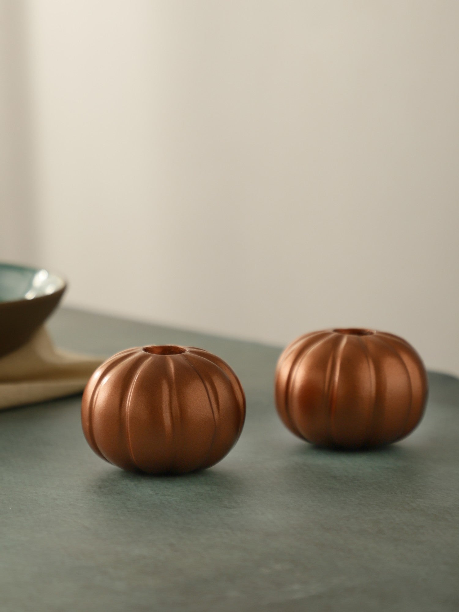 Rose Gold Pumpkin Candle Holder