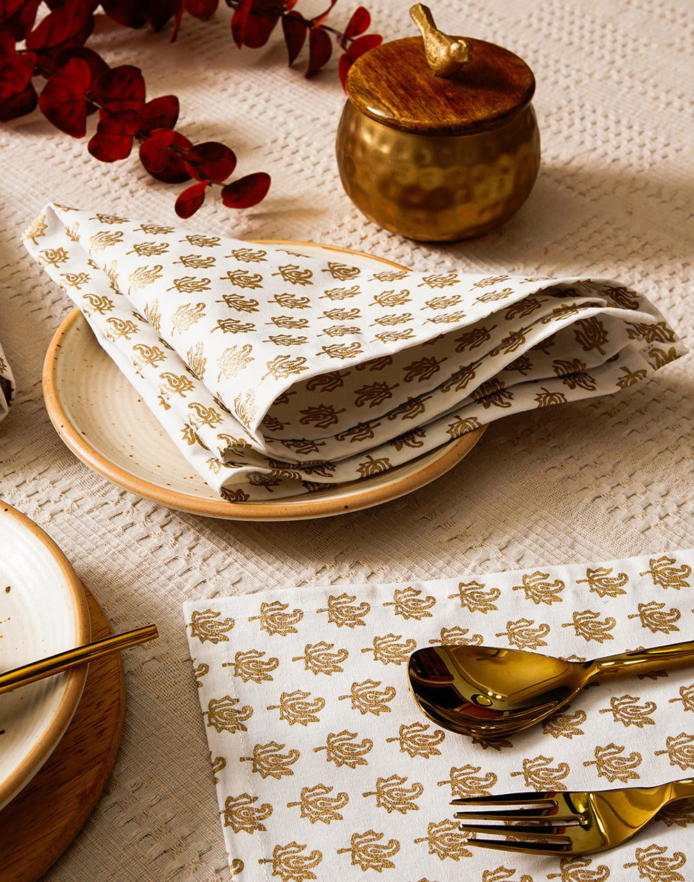 Set of 6 - 16" - Decortive Floral 100% Cotton Table Napkins