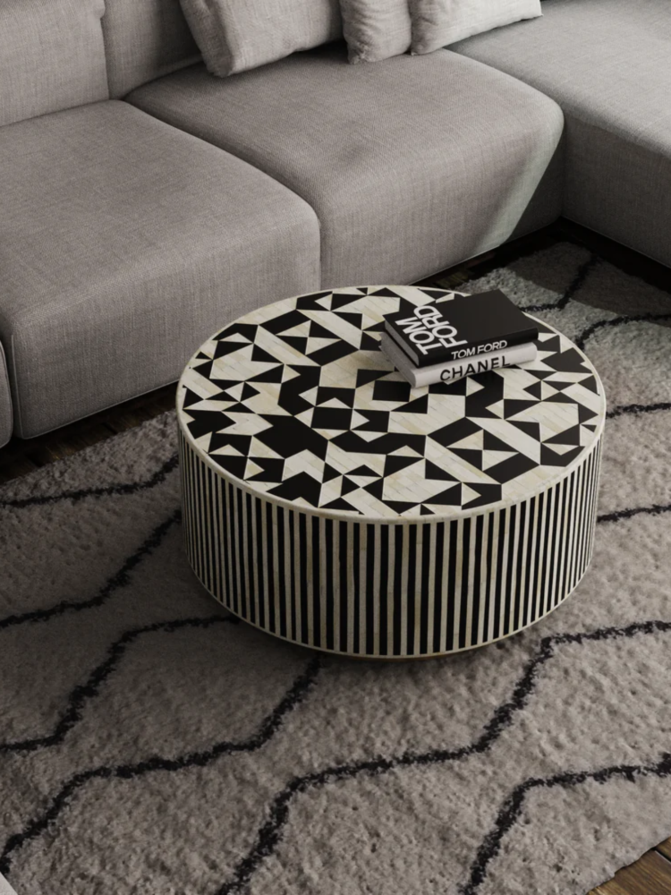Philly Inlay Round Coffee Table - Kingsley