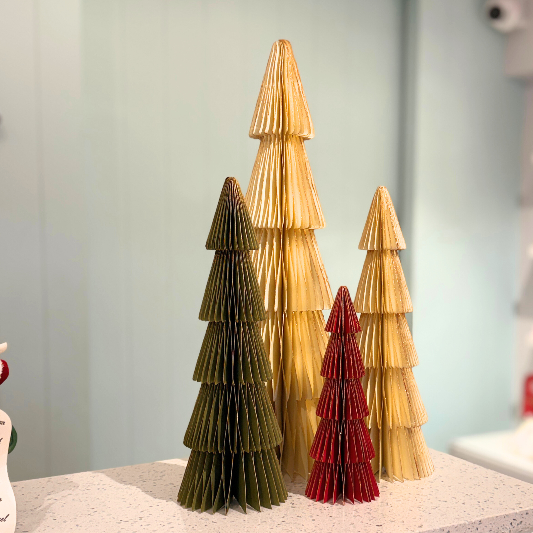 Off-white Christmas Tree With Gold Glitter Edging