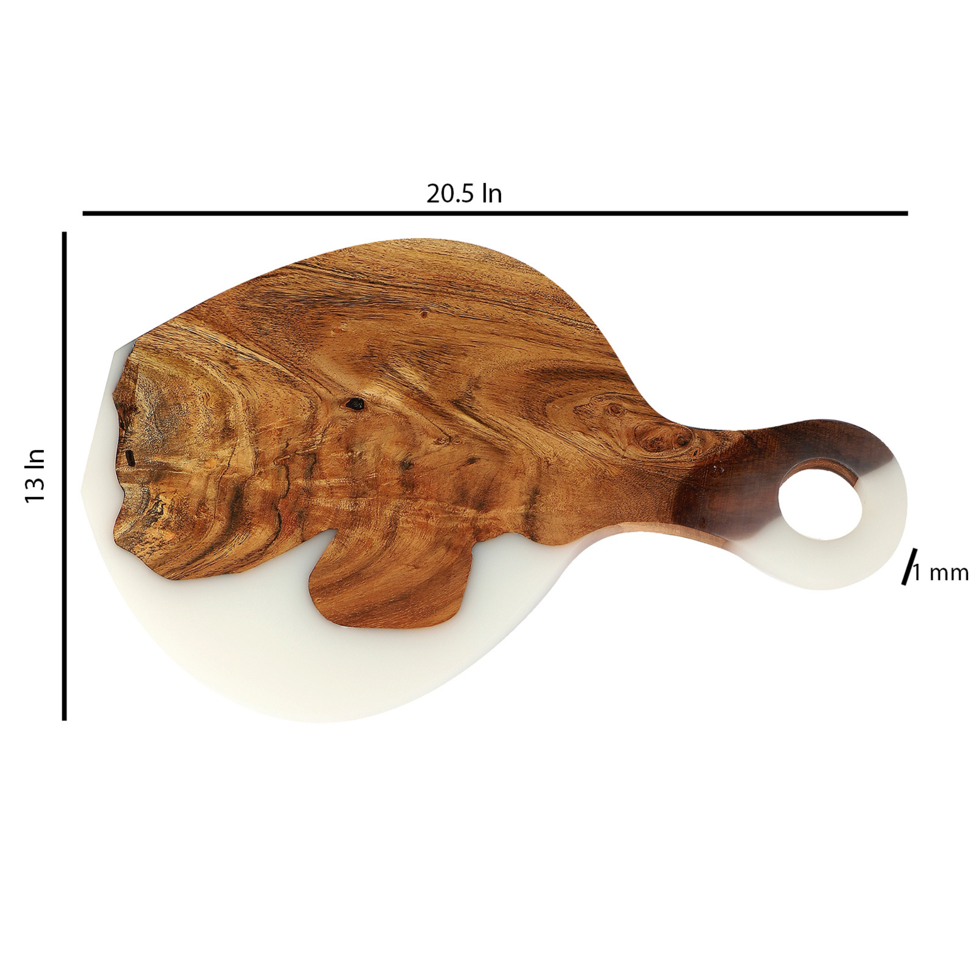 Handcrafted Acacia Wood & Resin Cheese Board/Serving Platter with Handle