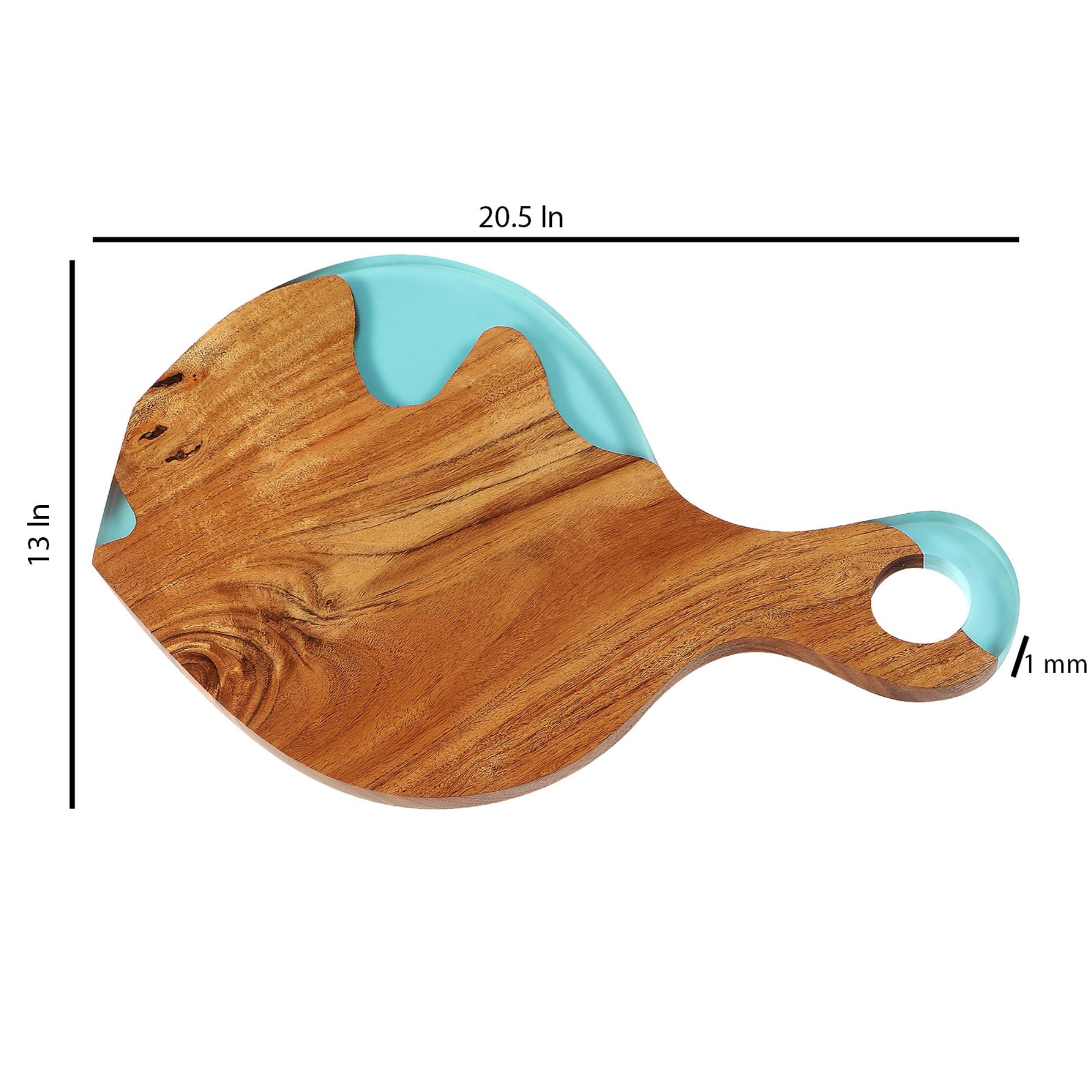 Handcrafted Acacia Wood & Resin Cheese Board/Serving Platter with Handle