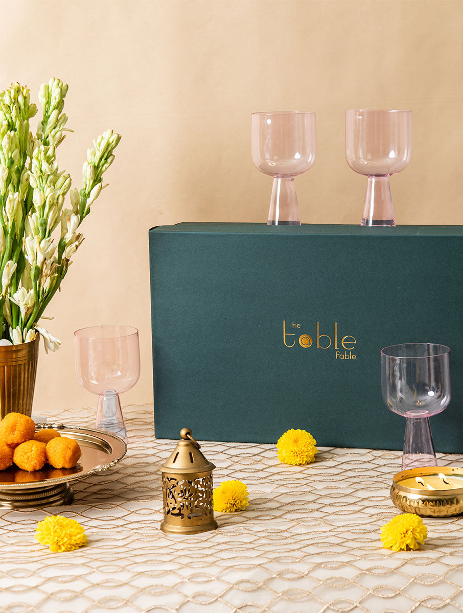 Aria Glass / Dessert Bowl Gift Box - Pink