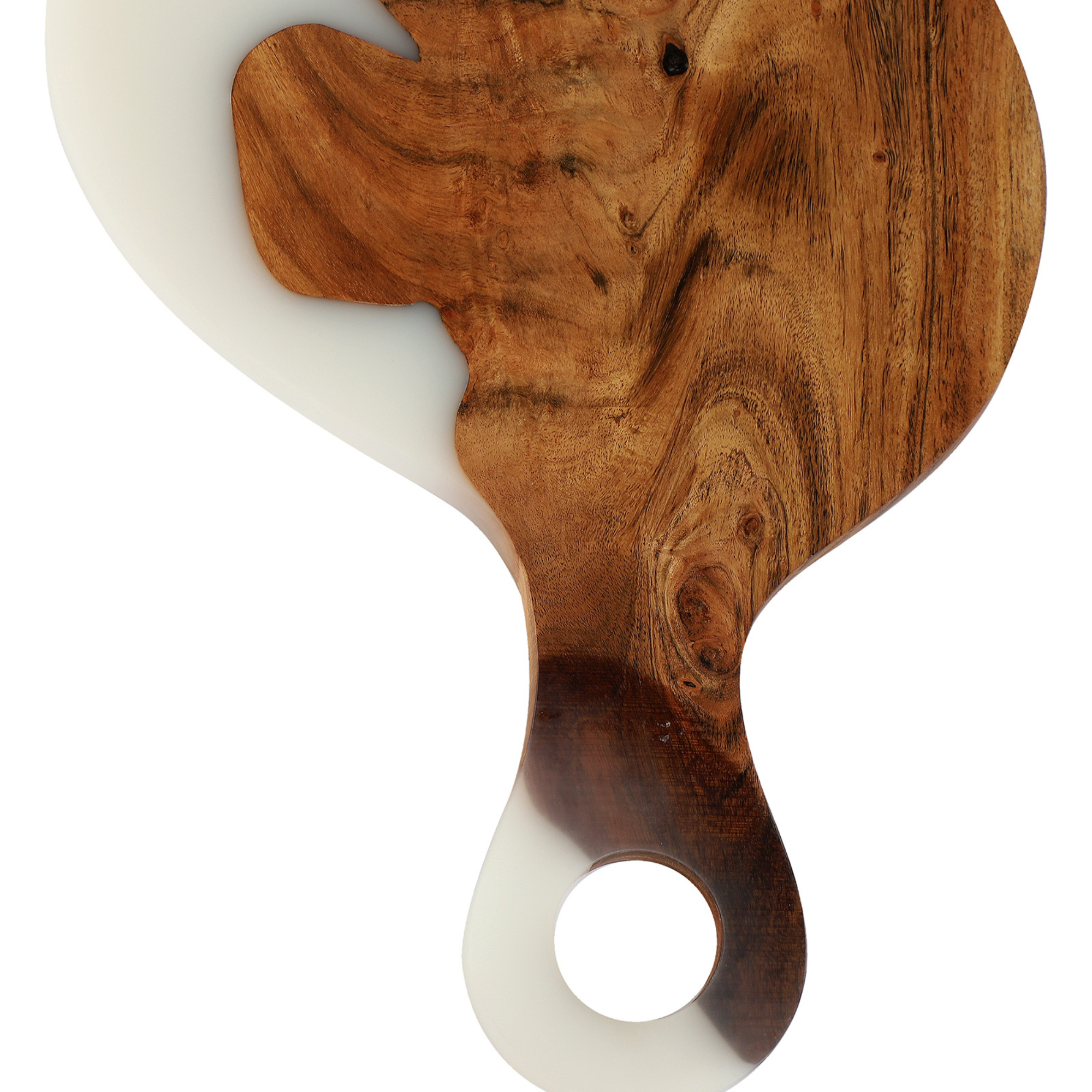 Handcrafted Acacia Wood & Resin Cheese Board/Serving Platter with Handle