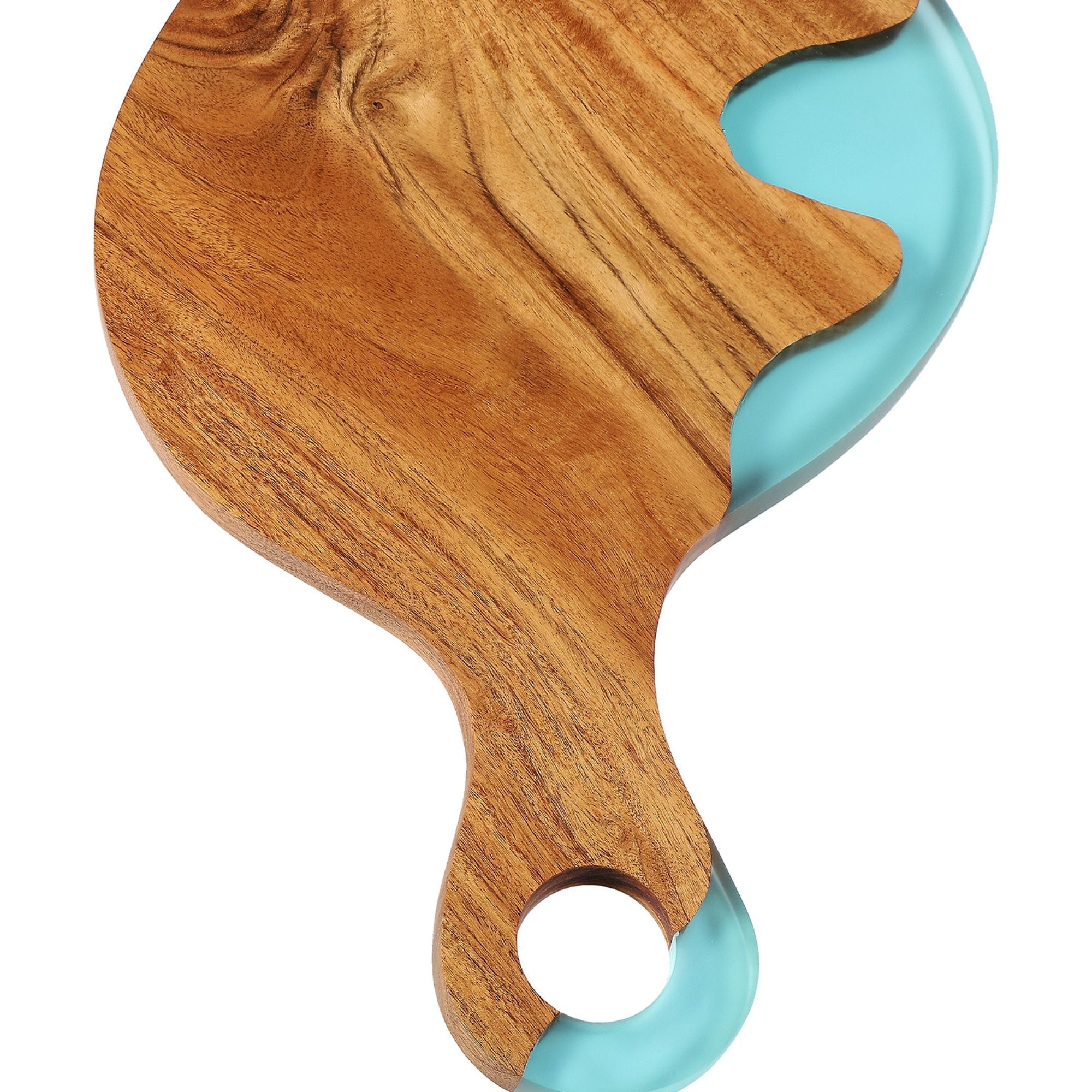 Handcrafted Acacia Wood & Resin Cheese Board/Serving Platter with Handle