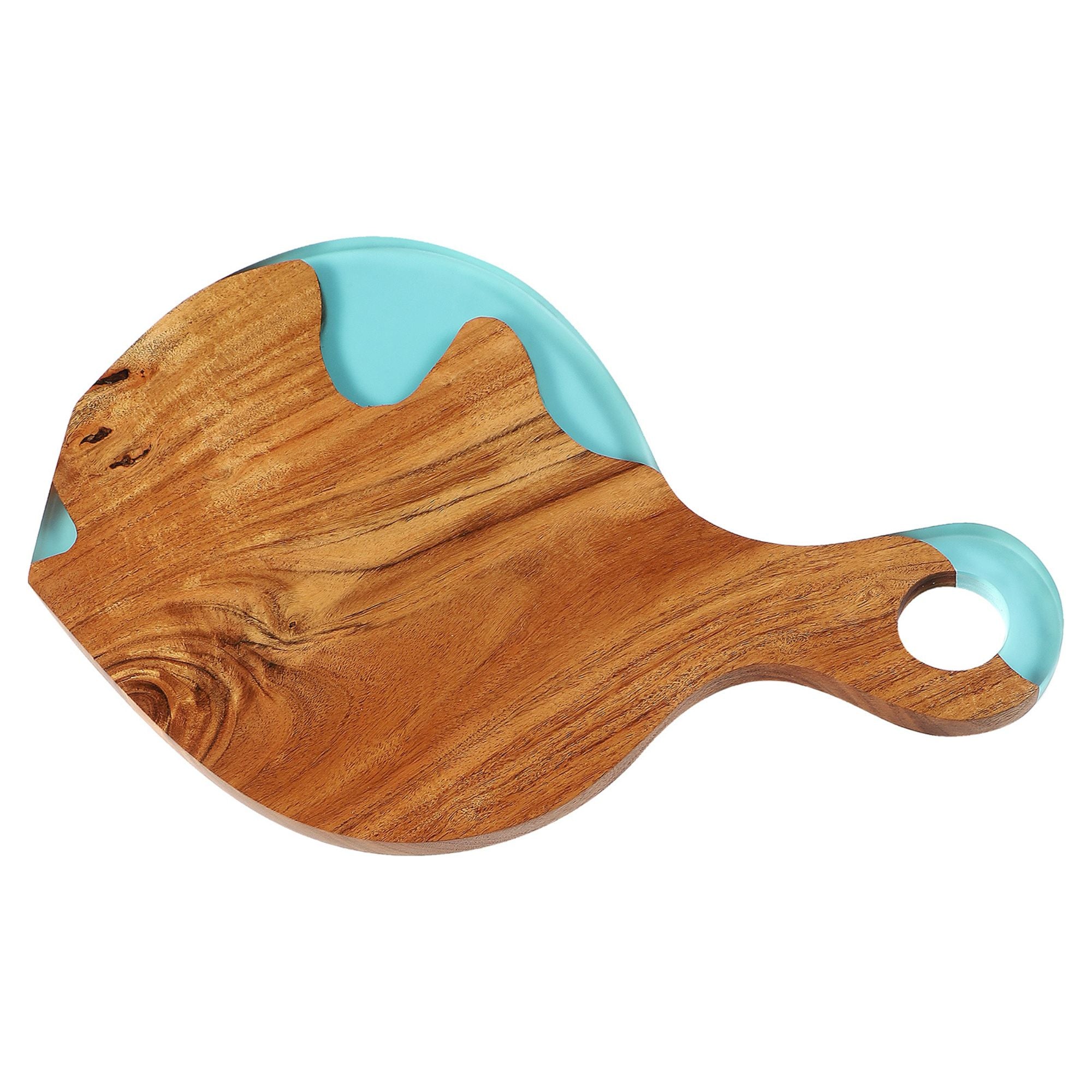 Handcrafted Acacia Wood & Resin Cheese Board/Serving Platter with Handle