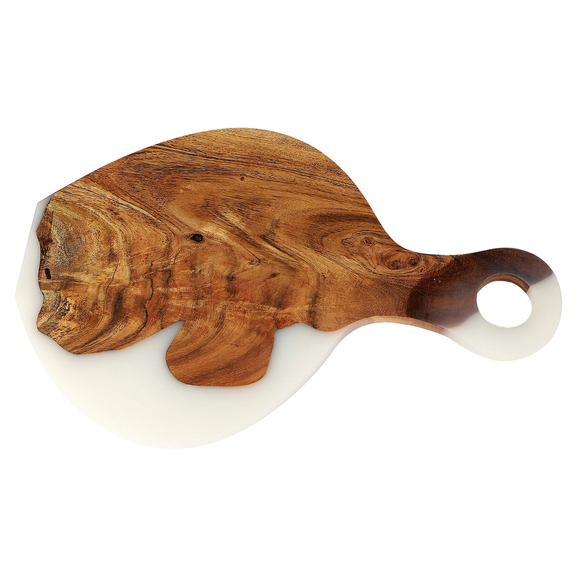 Handcrafted Acacia Wood & Resin Cheese Board/Serving Platter with Handle