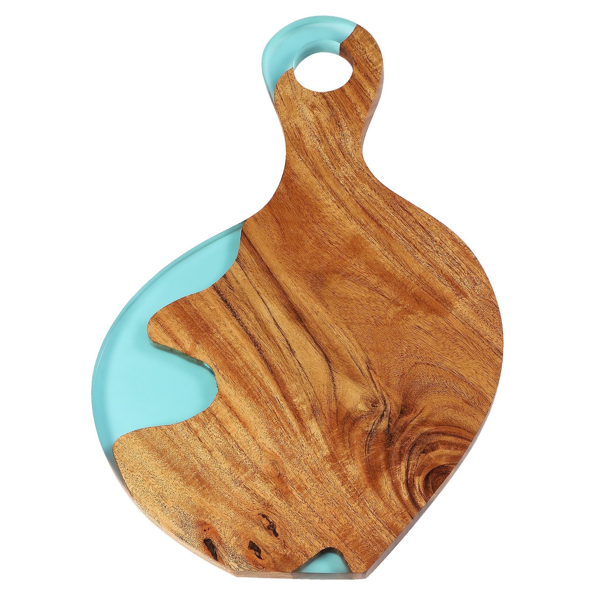 Handcrafted Acacia Wood & Resin Cheese Board/Serving Platter with Handle