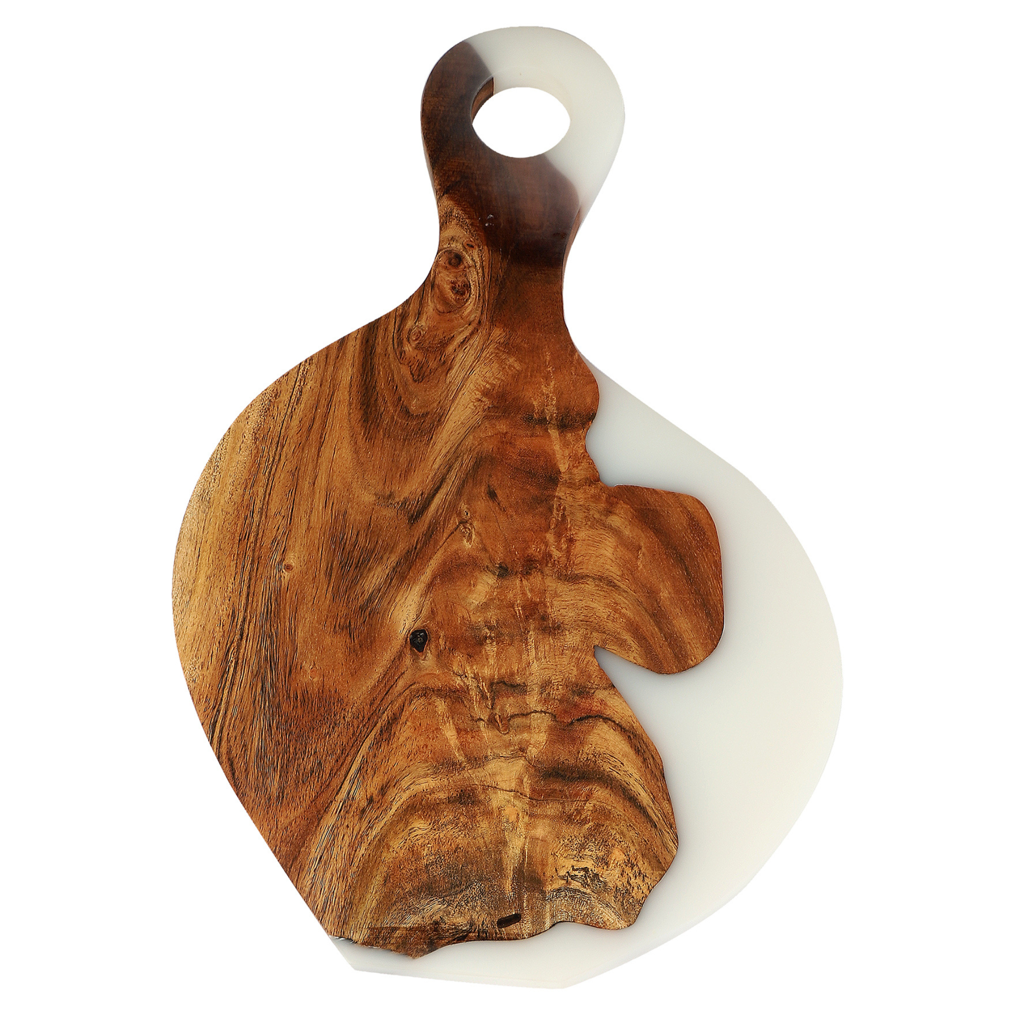 Handcrafted Acacia Wood & Resin Cheese Board/Serving Platter with Handle