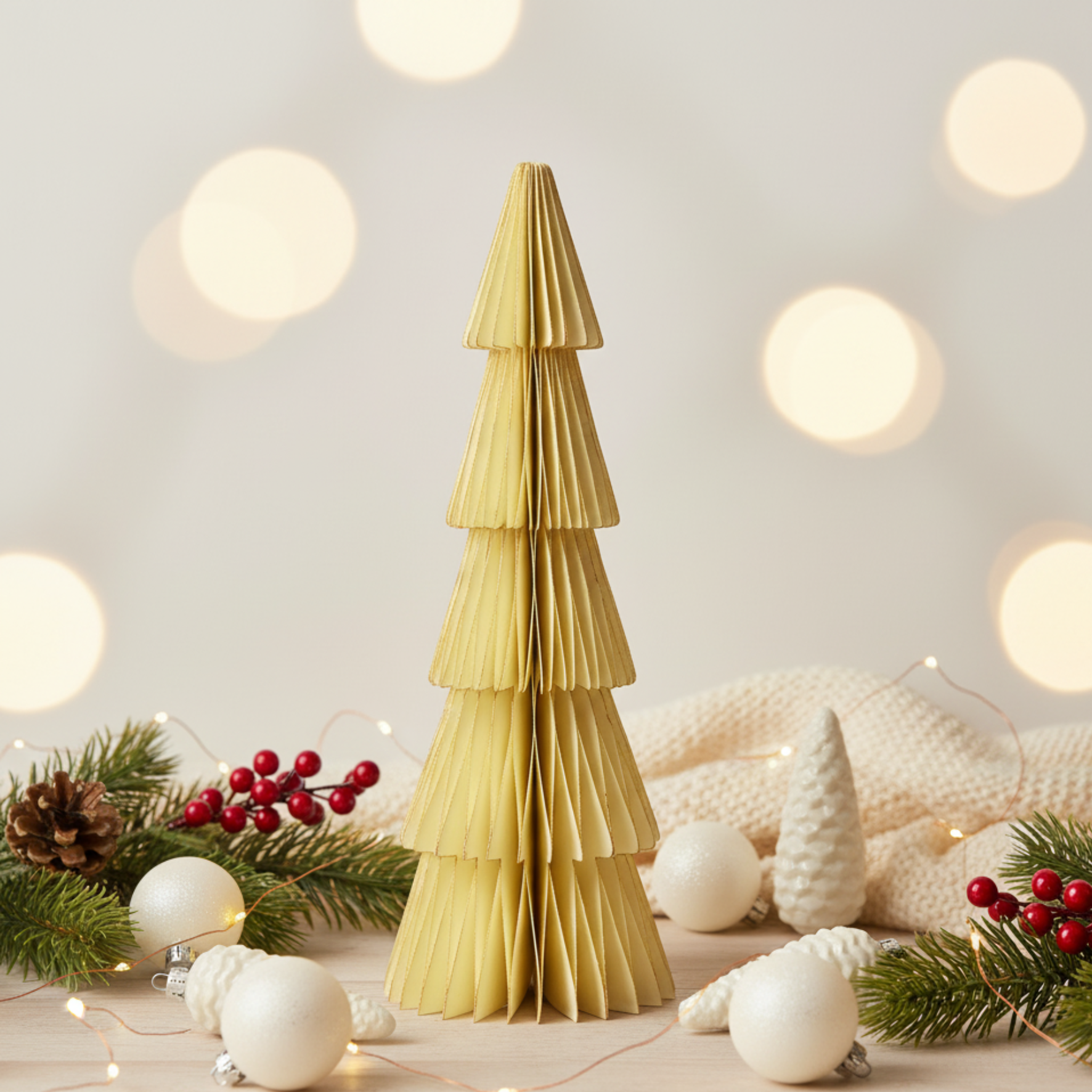Off-white Christmas Tree With Gold Glitter Edging