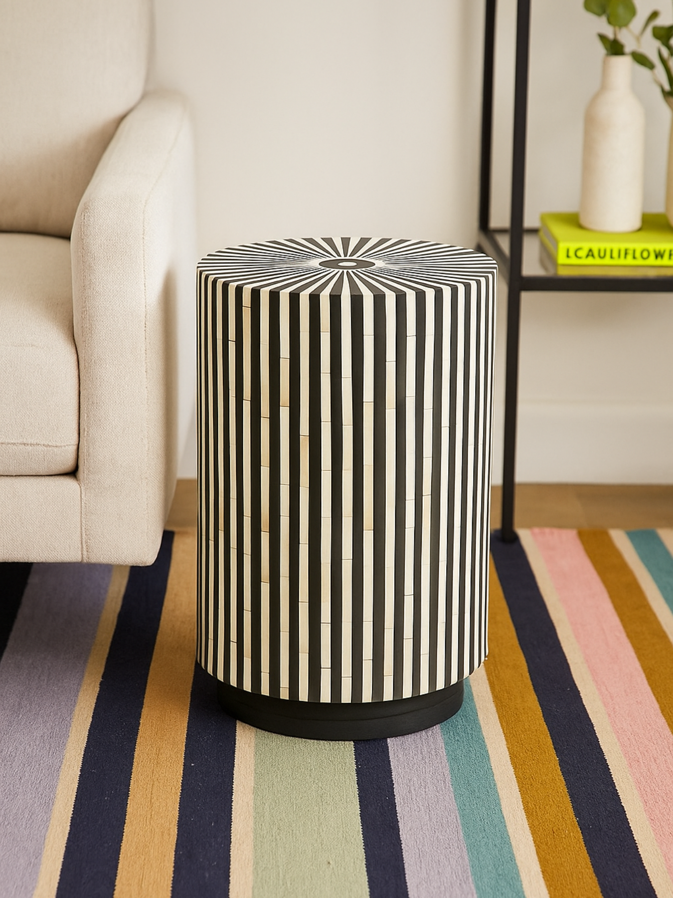 Handmade Bone inlay side end table