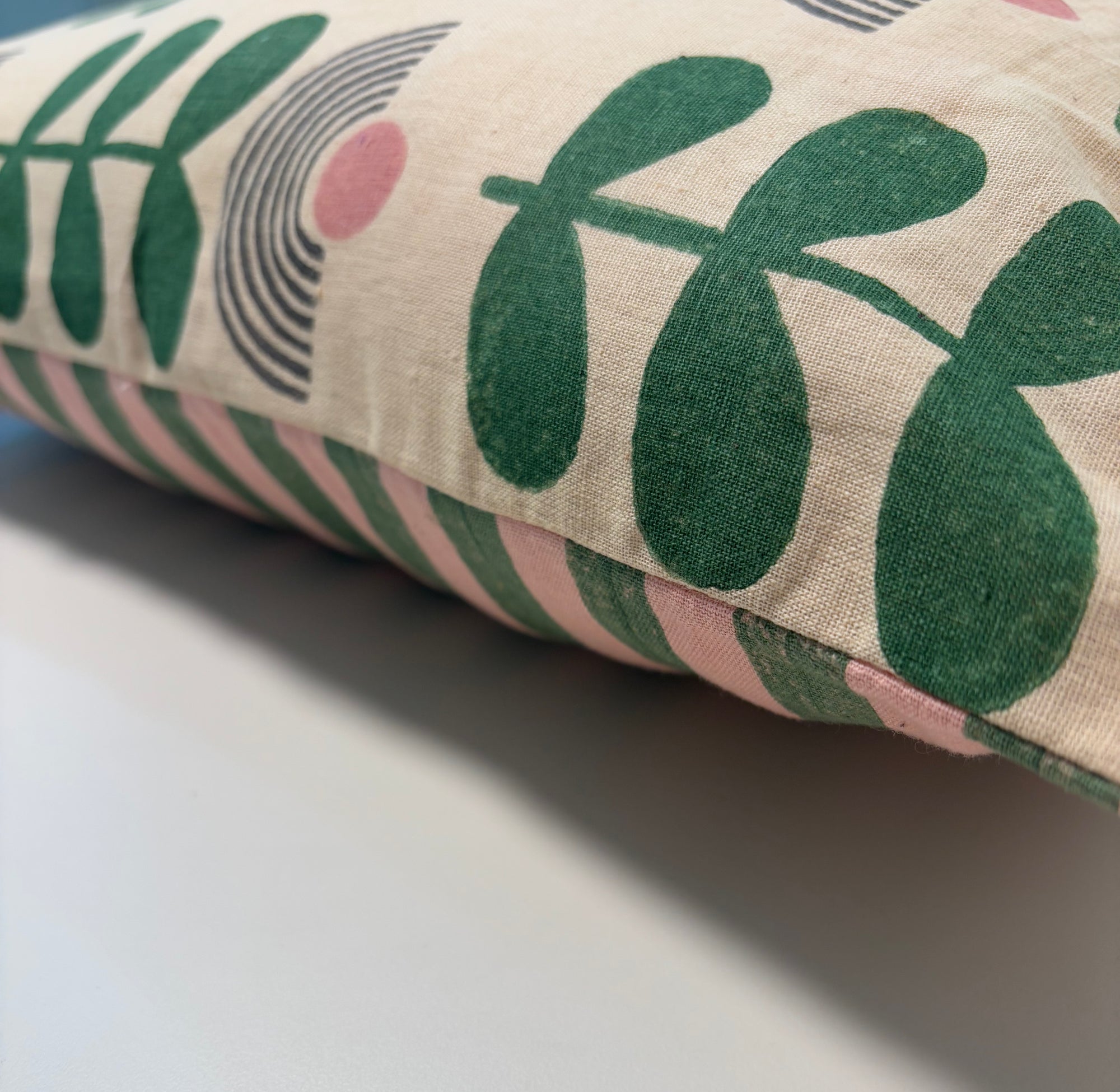Mid-Modern Reversible Cotton Cushion Cover l Beige & Green