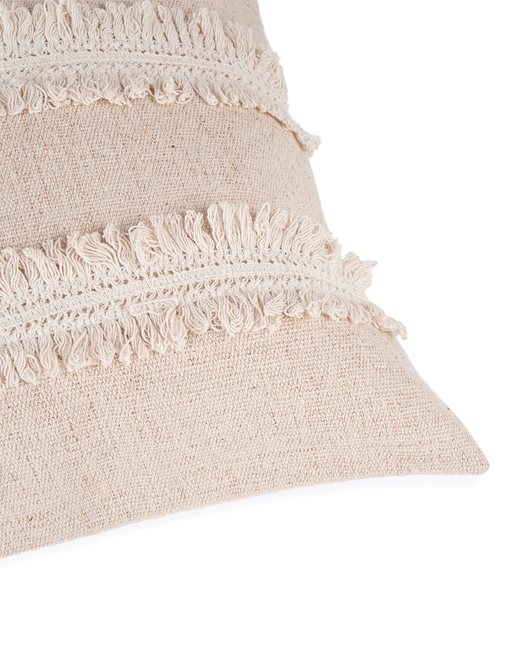 Set Of 2 - Beige Lurex Embellishment Cushion Cover - 18"X18"