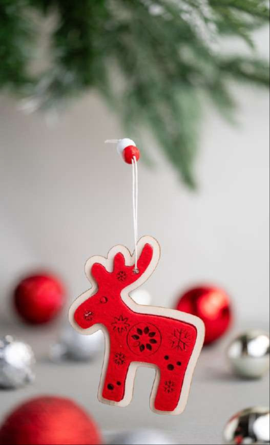 Red Felt Reindeer Hanging Ornament_CC78