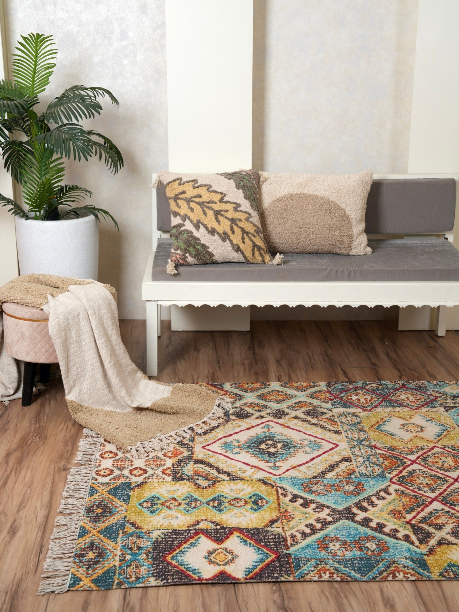 Vivid Bloom Embroidered Rug