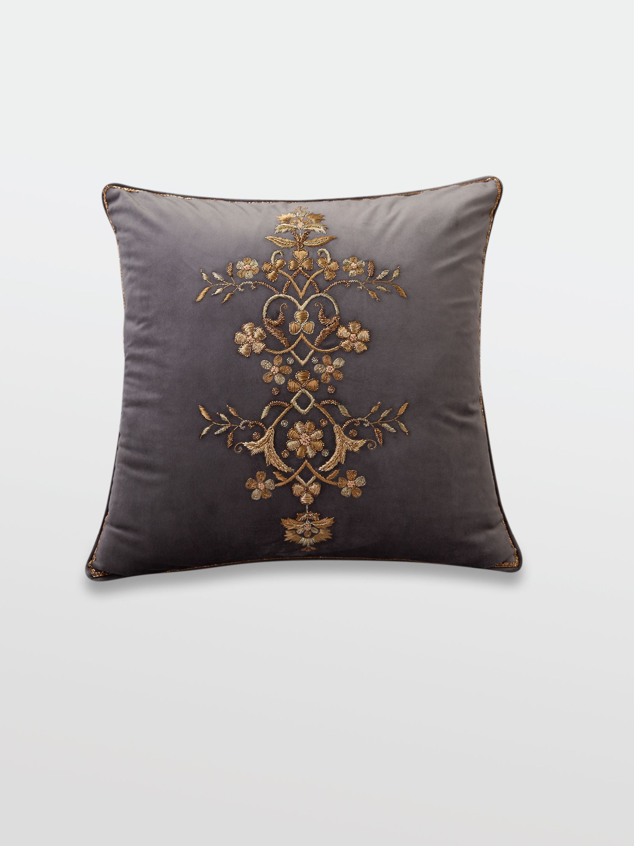 Cushion Cover - Qadir Charcoal Embroidered