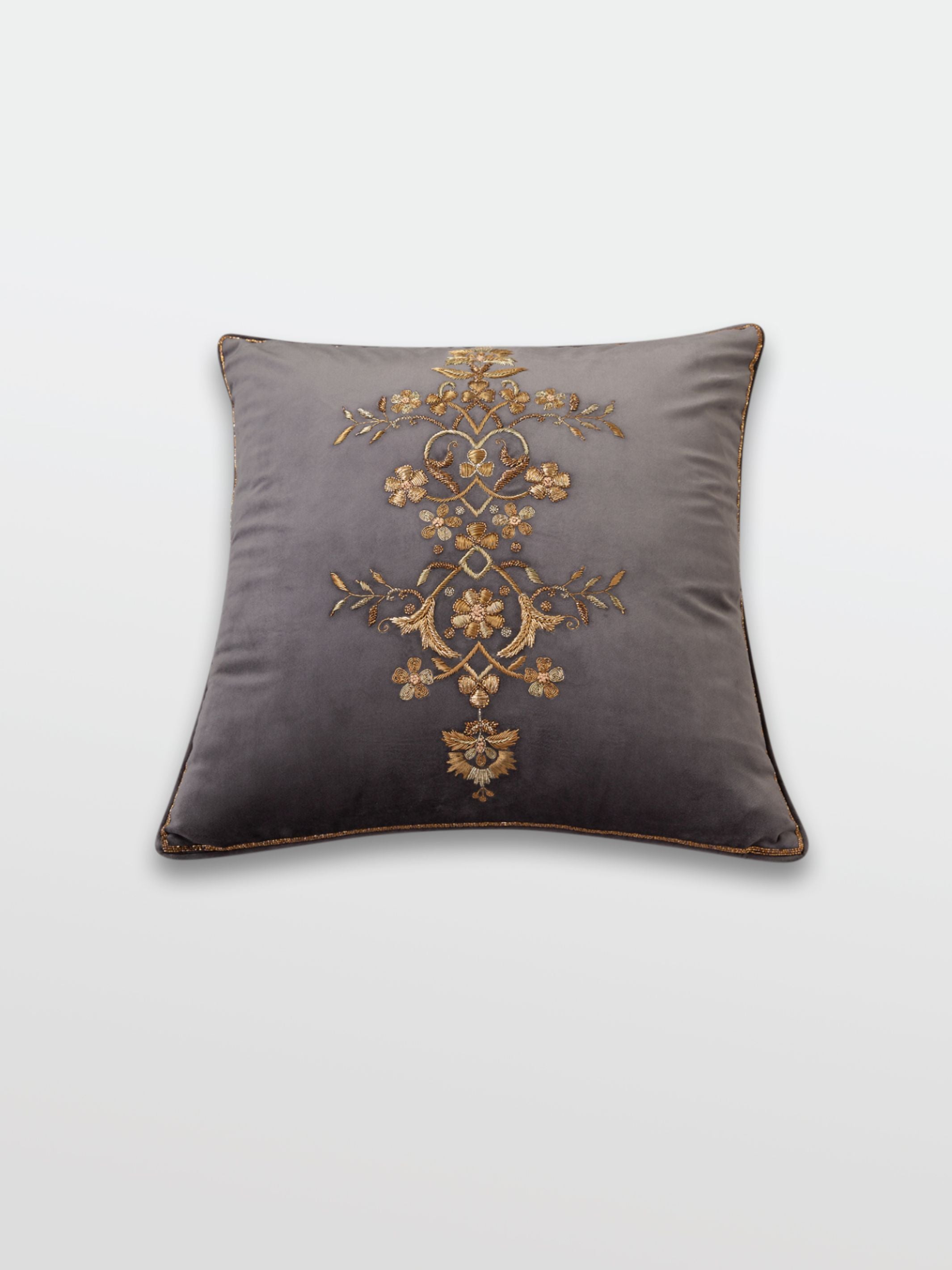 Cushion Cover - Qadir Charcoal Embroidered
