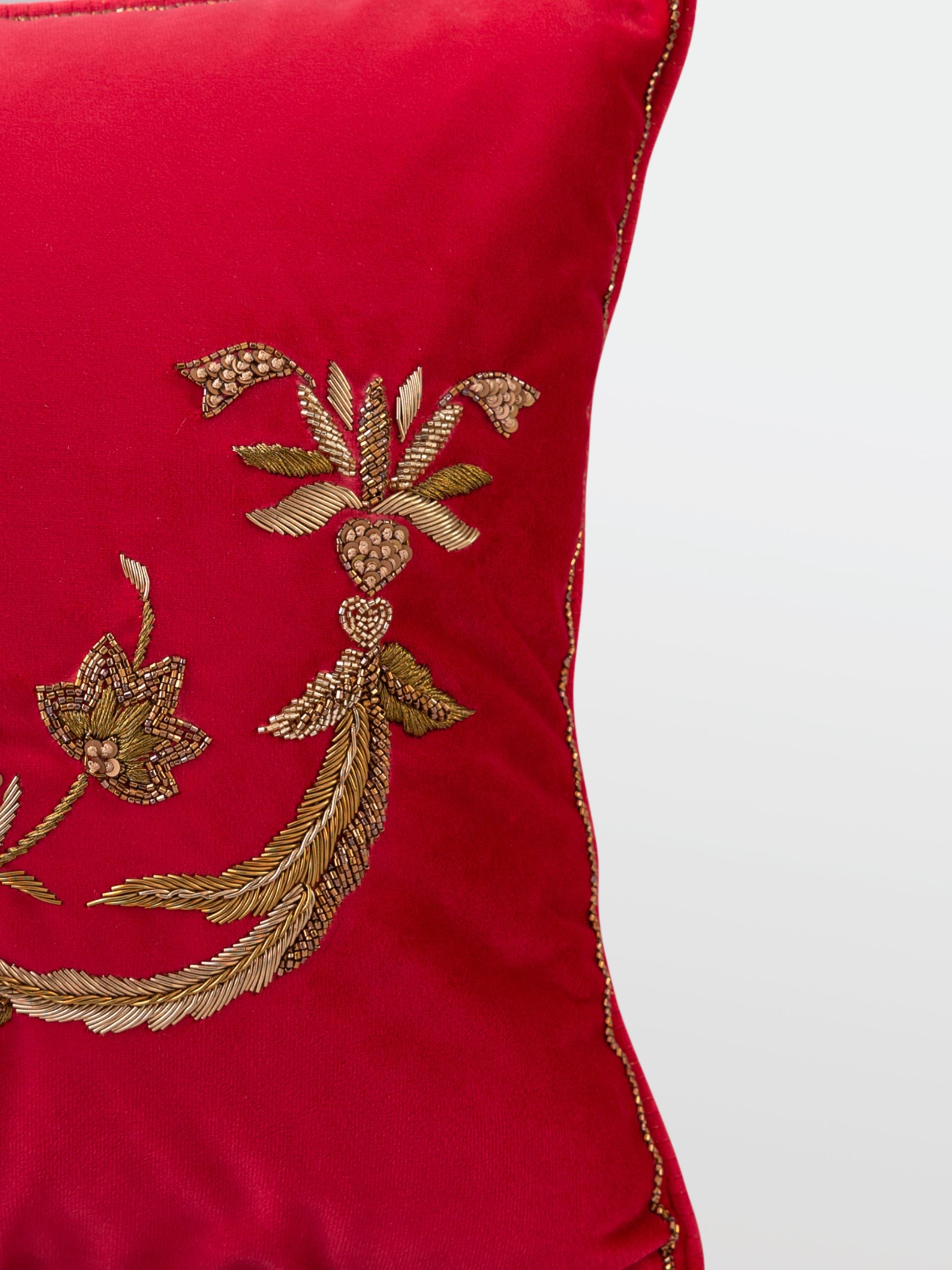 Cushion Cover - Kainat Red Embroidered