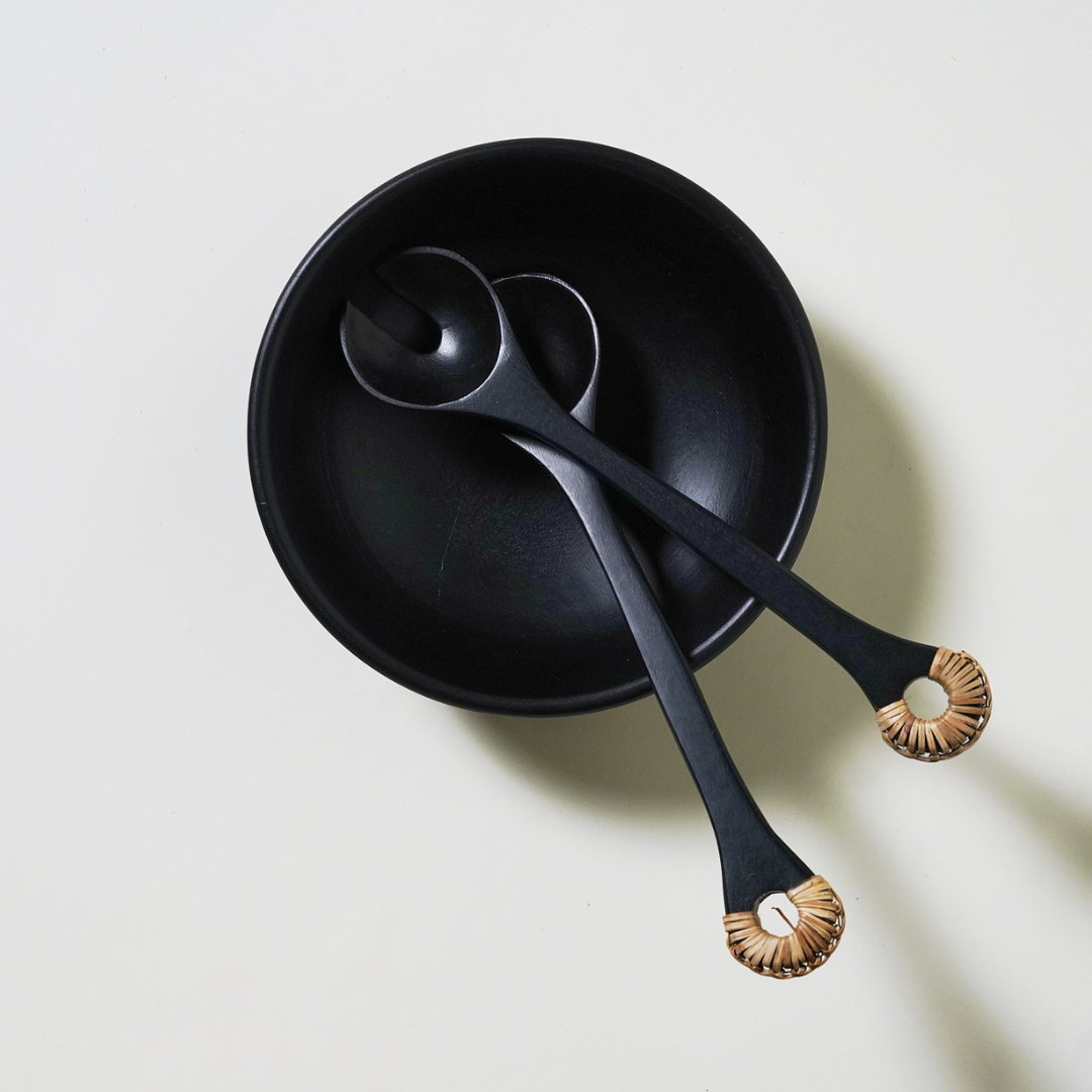 Wicker Weave Charcoal Salad Bowl