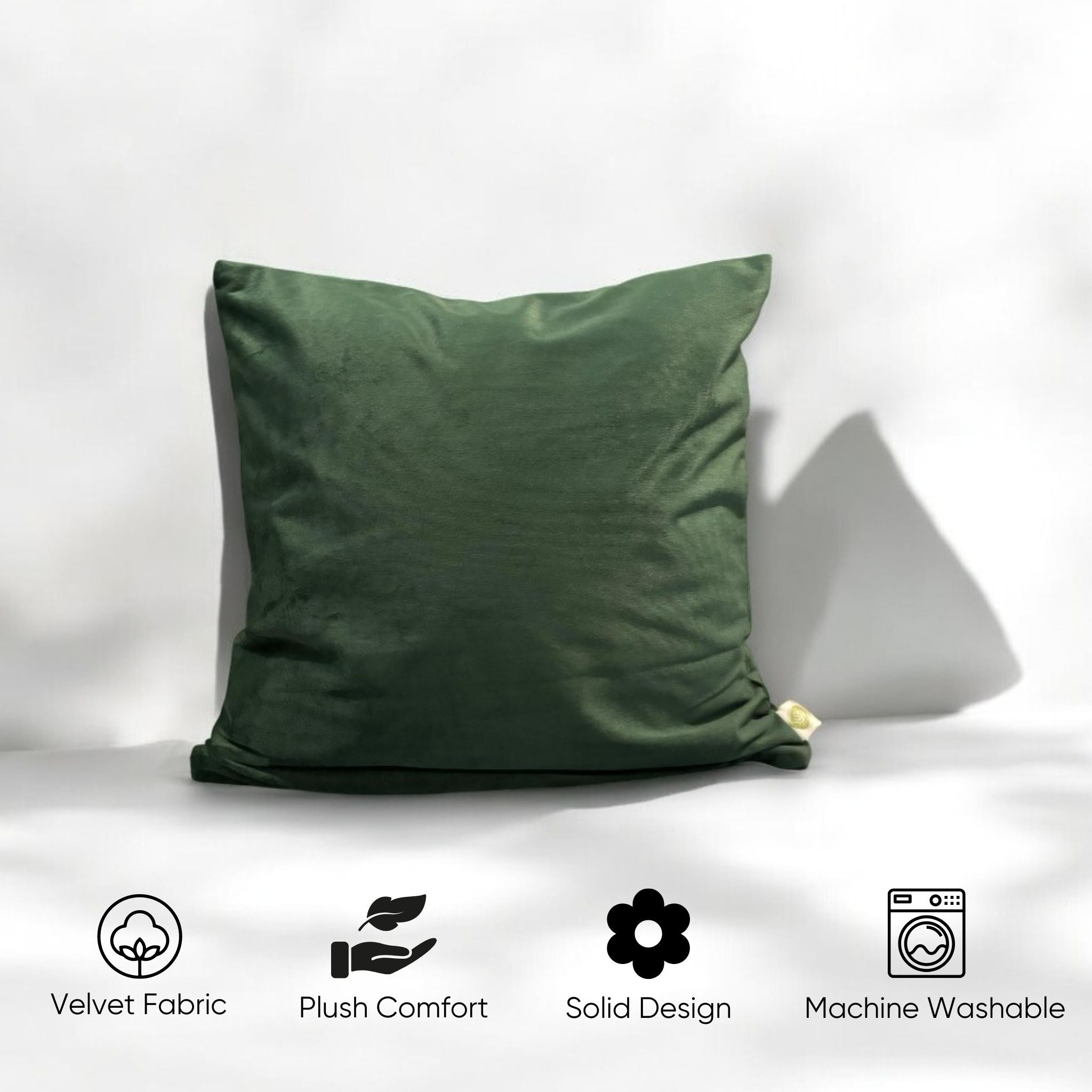 Green Velvet Cushion Cover | Emerald Enclave | Solid - Set of 2