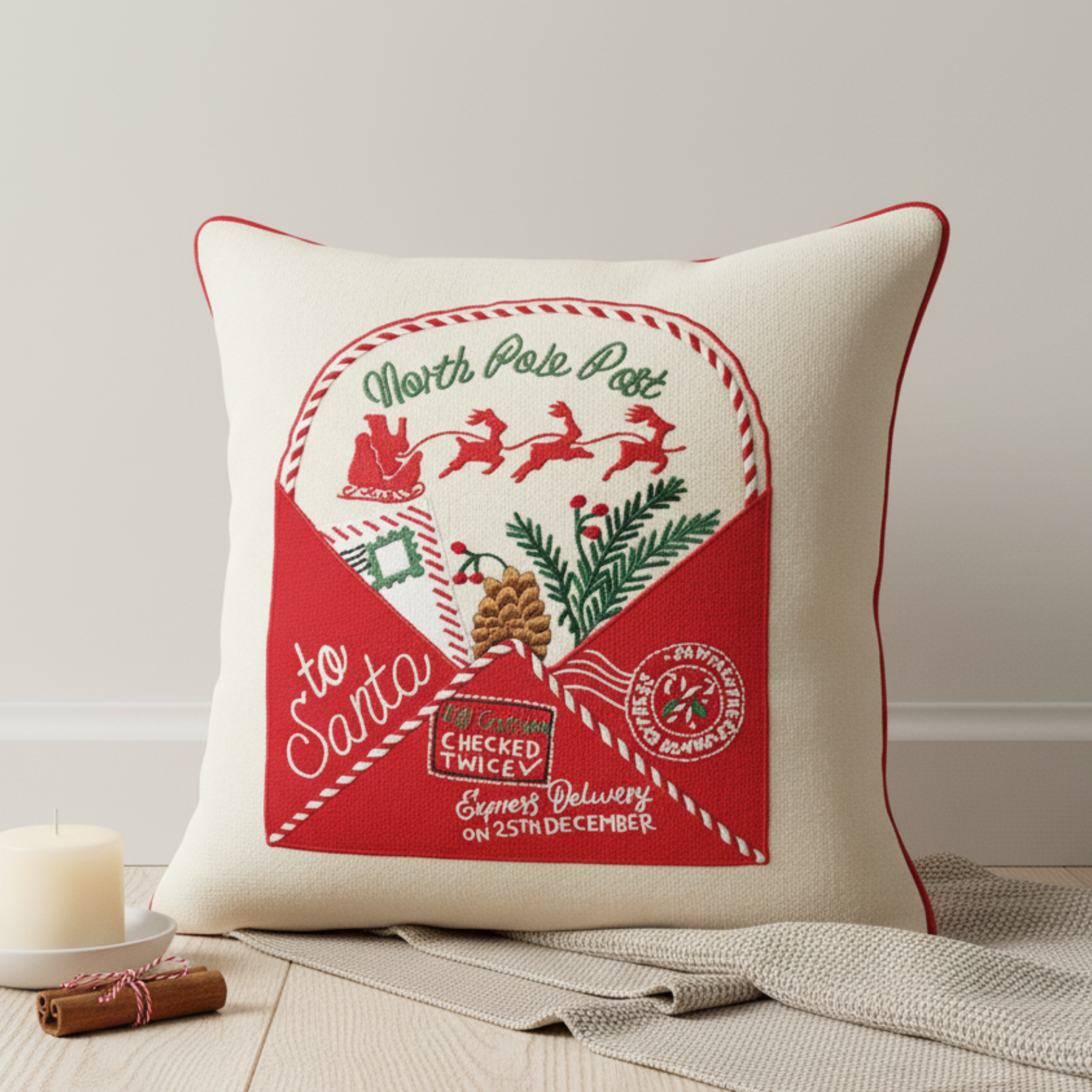 Christmas Cushion Covers - Letter to Santa (North Pole) (16"x16")