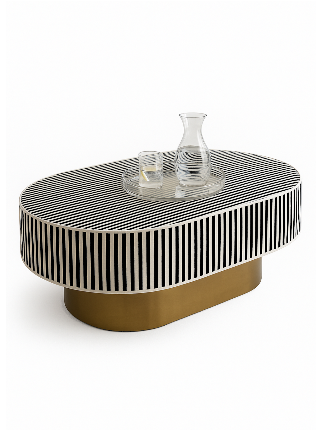 Inlay Jordan Oval Shape Coffee Table - Waterfall